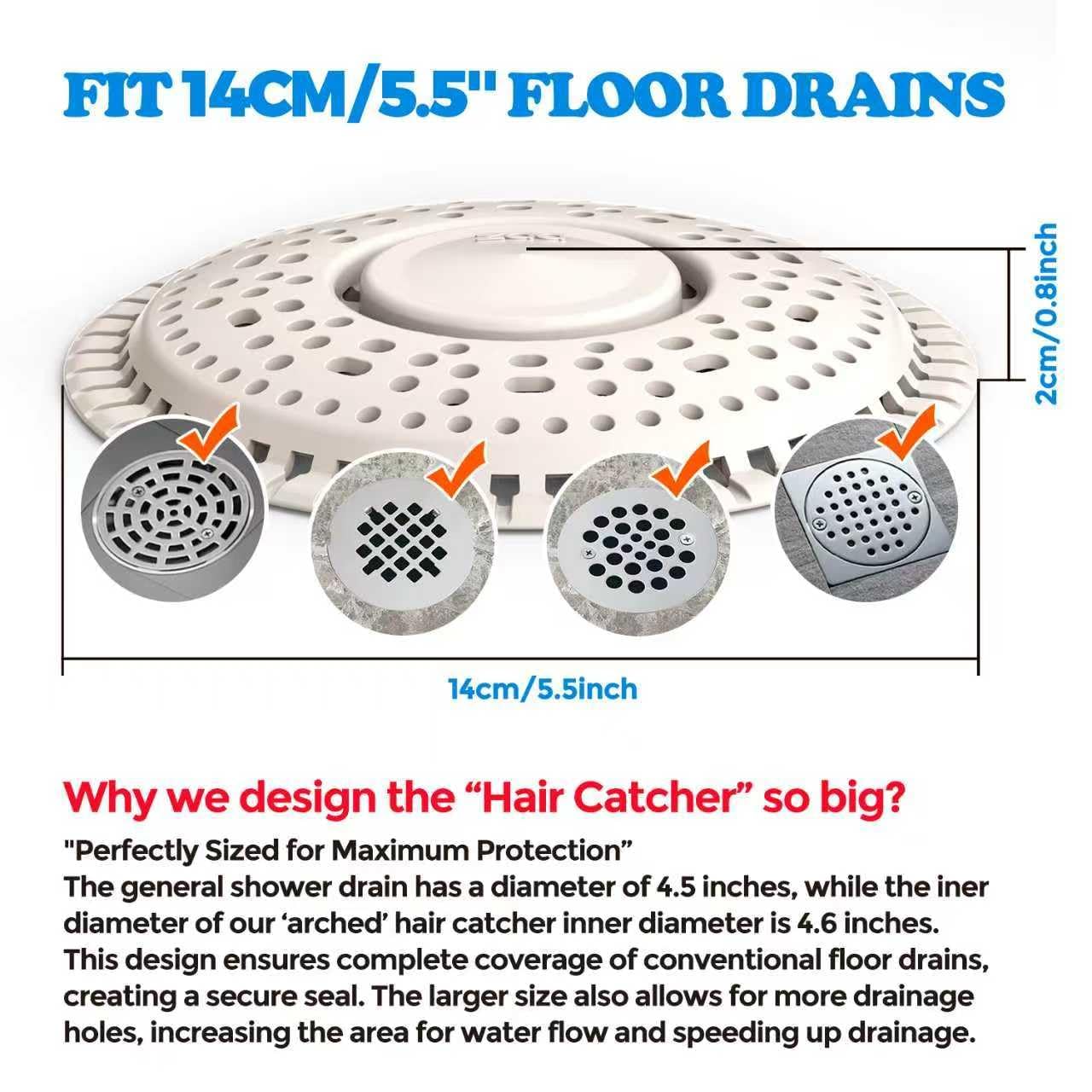 Shower Drain Hair Catcher Silicone Flat Floor Strainer Protector