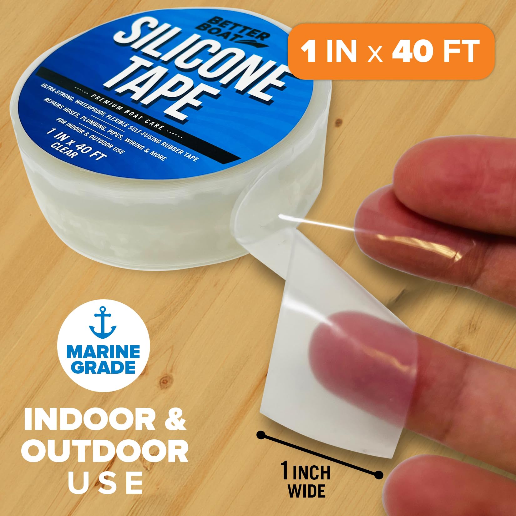 Self Fusing Silicone Tape Waterproof Clear (40 Foot)