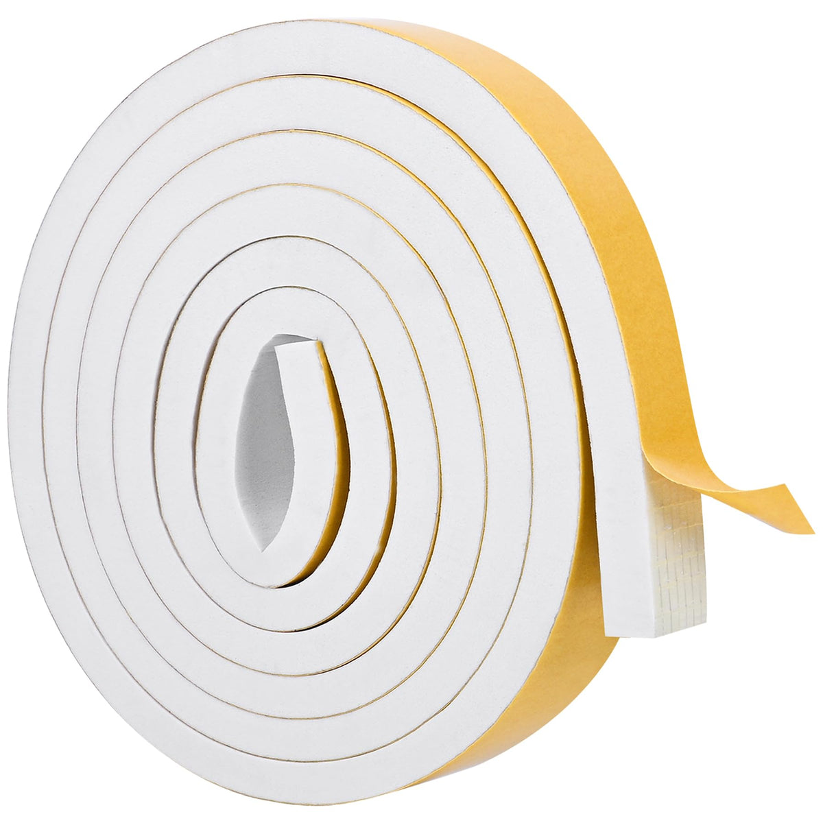 White Door Window Weather Stripping Self Adhesive Foam Tape High Density Foam Sealing Strip Window Insulation Weatherproof Gasket Tape for Doors and Windows (16.5 Foot)