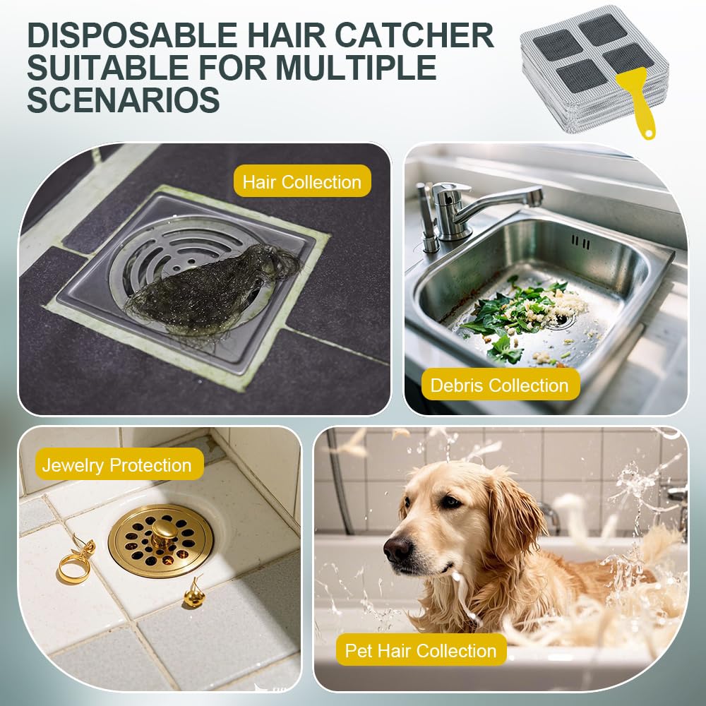 80PCS 4"x4" Disposable Hair Drain Stickers (80 Count)