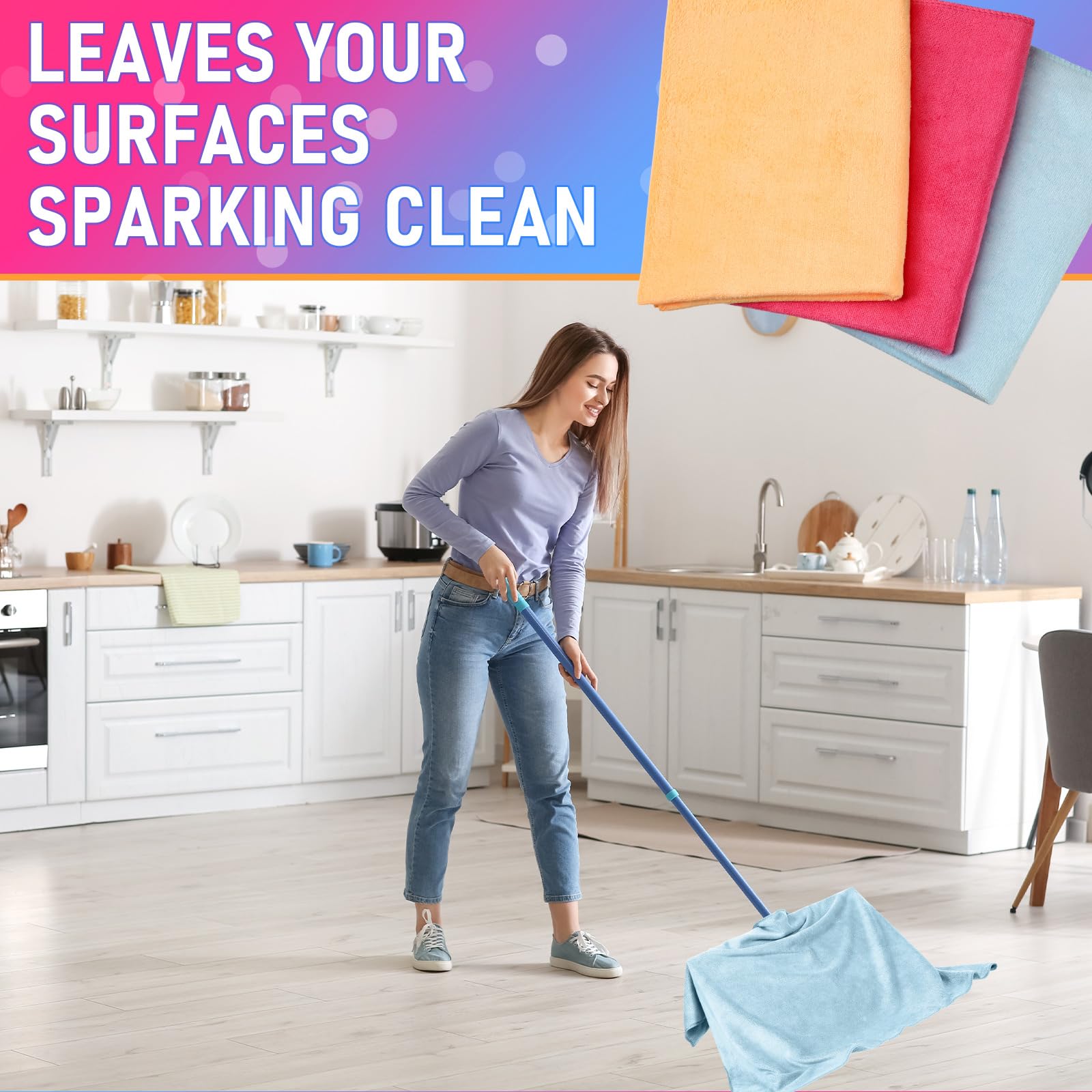 6 Pcs Extra Large Microfiber Cleaning Cloth 30" x 20" Washable Reusable Microfiber Towel Streak Free Lint Free Cloth for Cleaning Home Glass Office Window Bathrooms (6 Count)