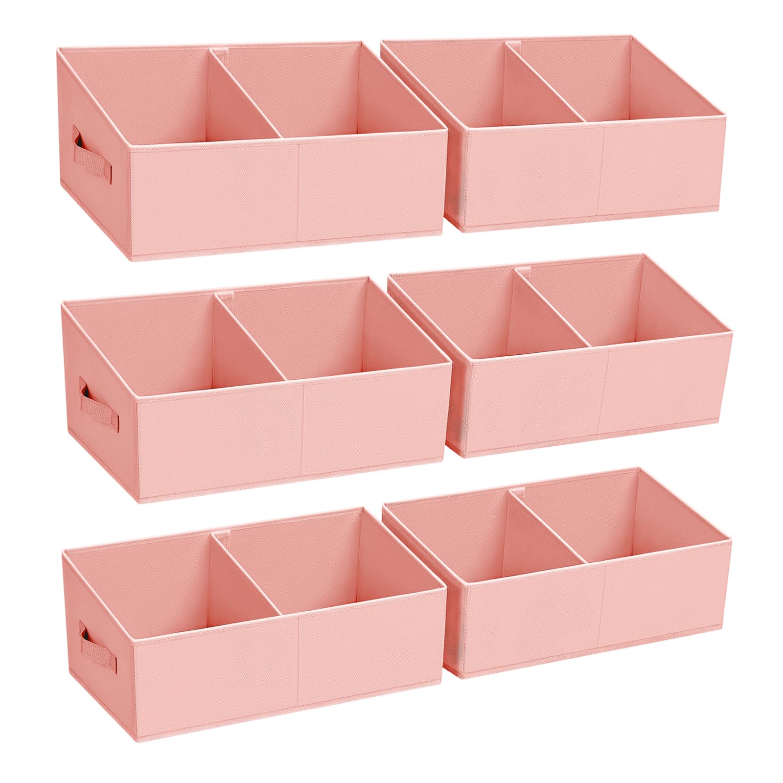 Large Closet Shelf Organizer Bins 6 Packs with Handles and Divider (6 Count)