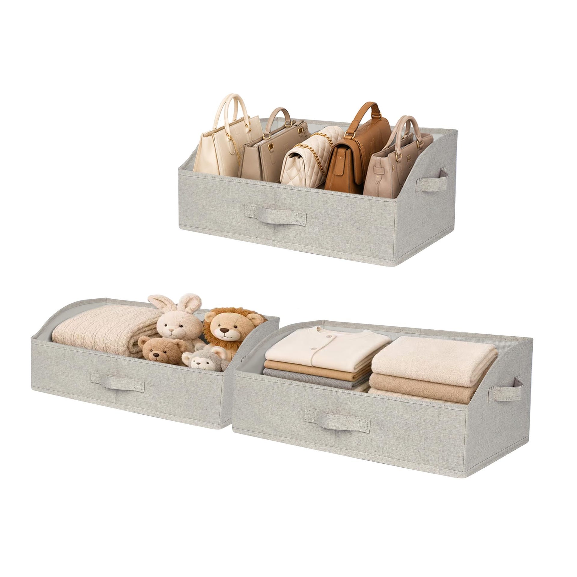 Trapezoid Storage Bins for Closet Organizers and Storage (3 Count)