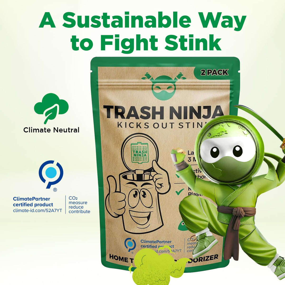 Trash Ninja Trash Can Deodorizer & Odor Eliminator (2 Count)