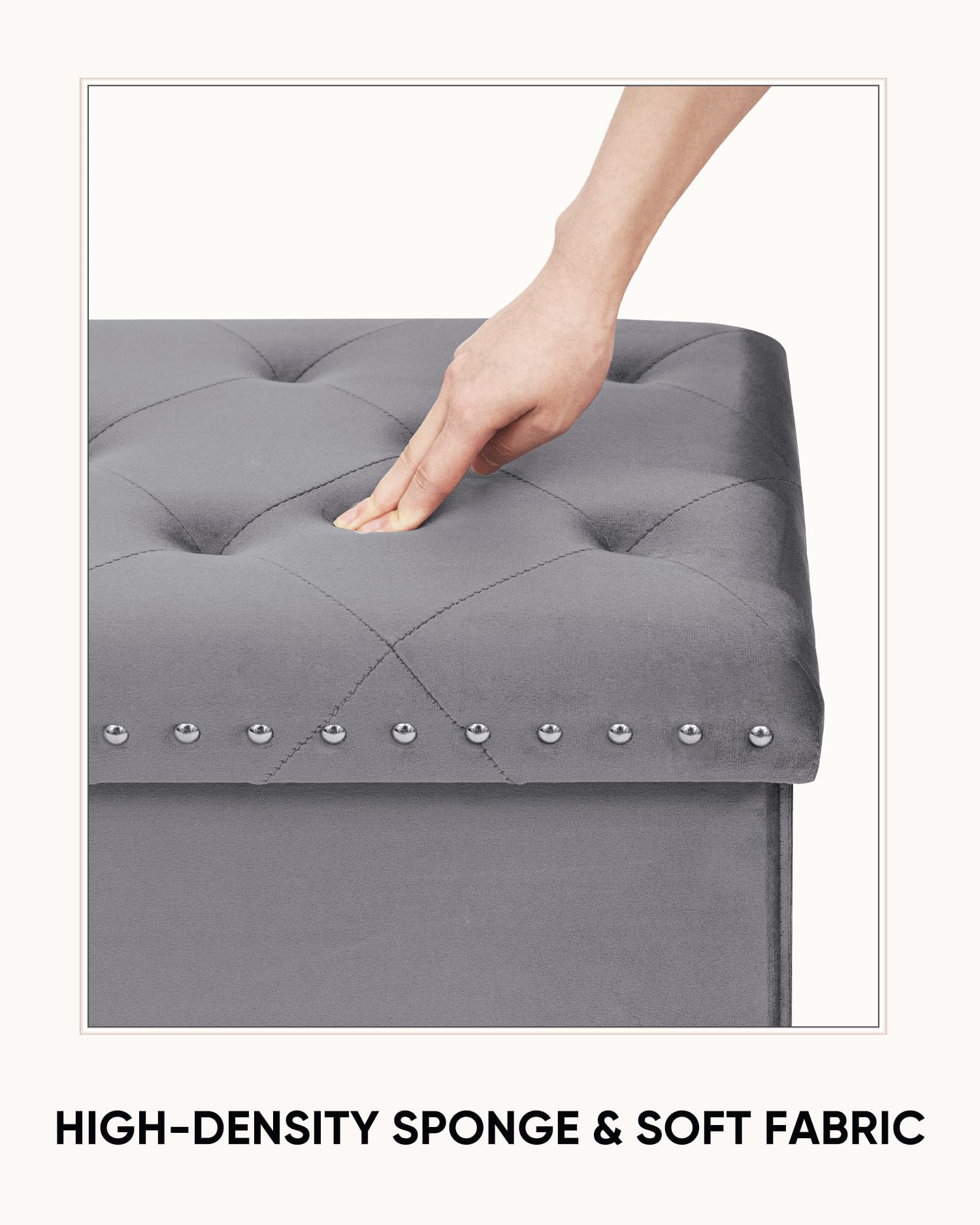 Velvet Storage Ottoman Bench