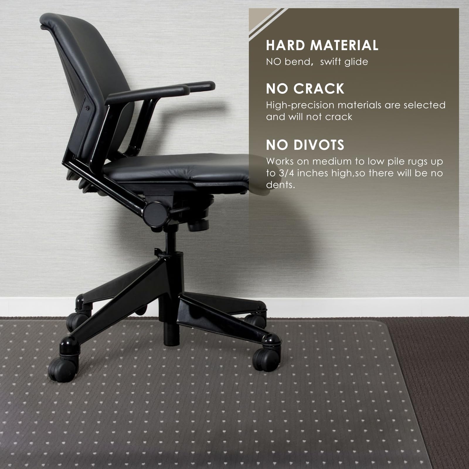 Heavy Duty Office Chair Mat for Carpet 51" x 63" Hard Material Large