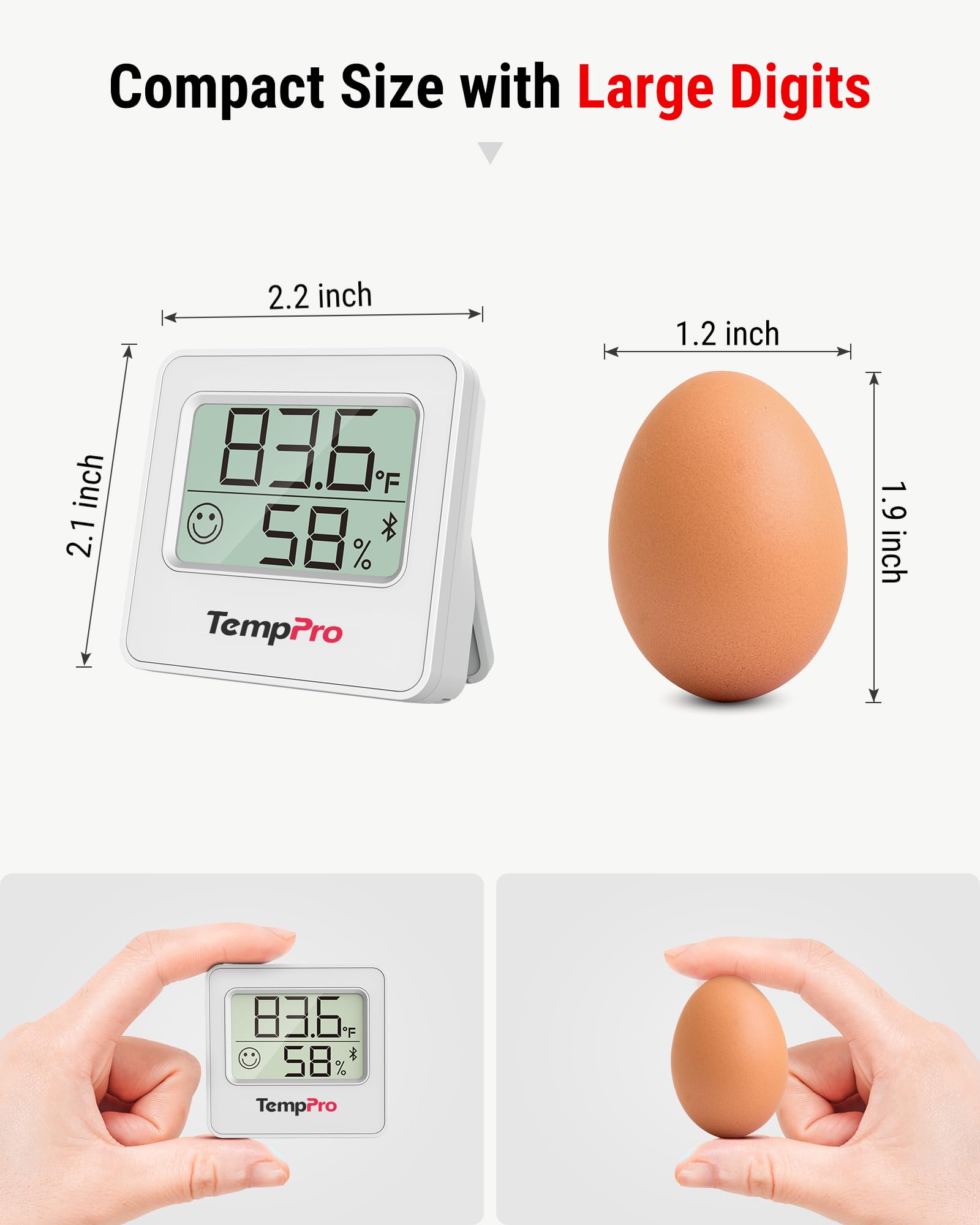 TempAir Bluetooth Digital Hygrometer Indoor Thermometer of 260FT