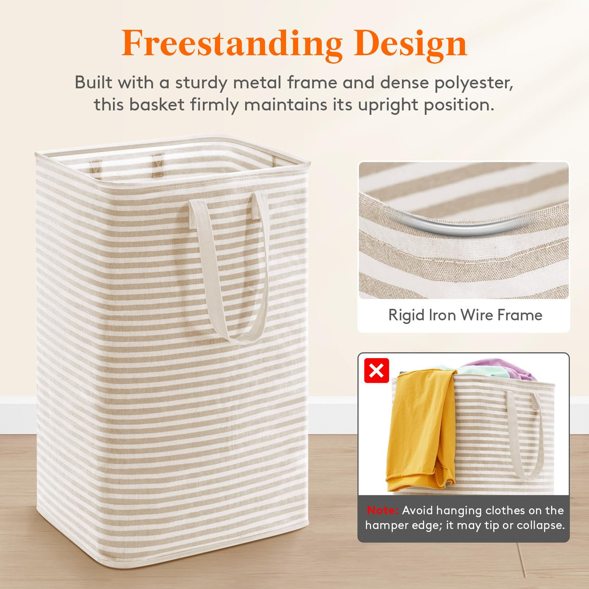 75L Large Collapsible Laundry Basket with Extended Handles