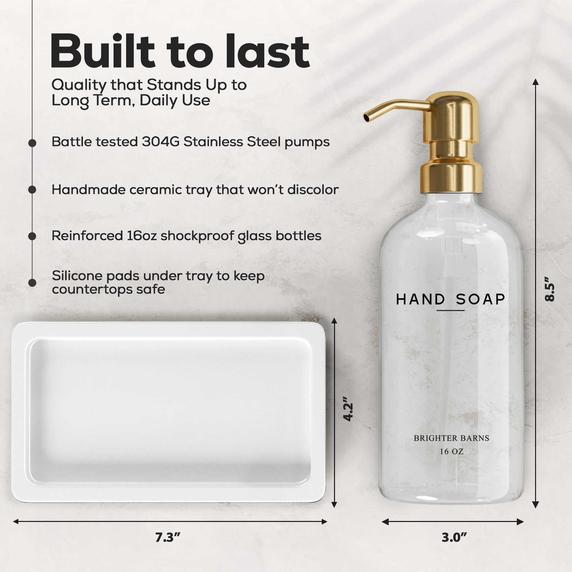 Luxury Glass Hand and Dish Soap Dispenser Set by Brighter Barns