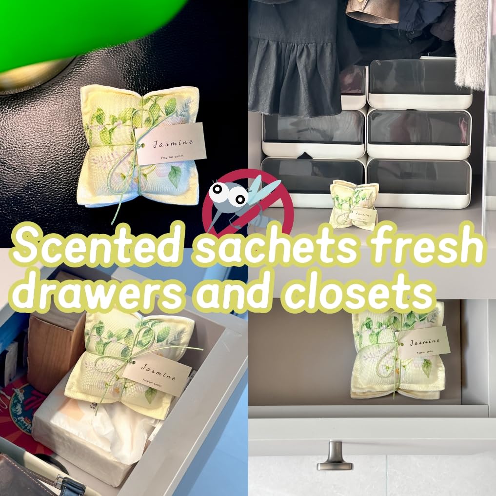 4 Pack Jasmine Sachet Bags for Drawers and Closets (4 Count)
