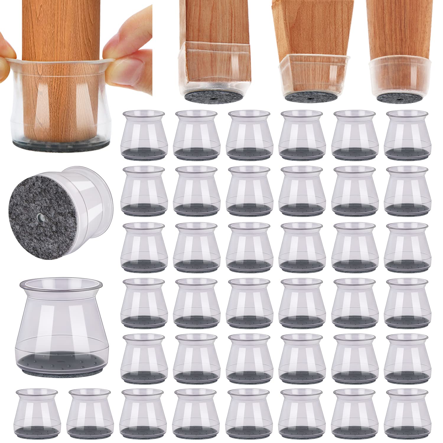 40Pcs Chair Leg Floor Protectors for Hardwood Floors Anti (40 Count)