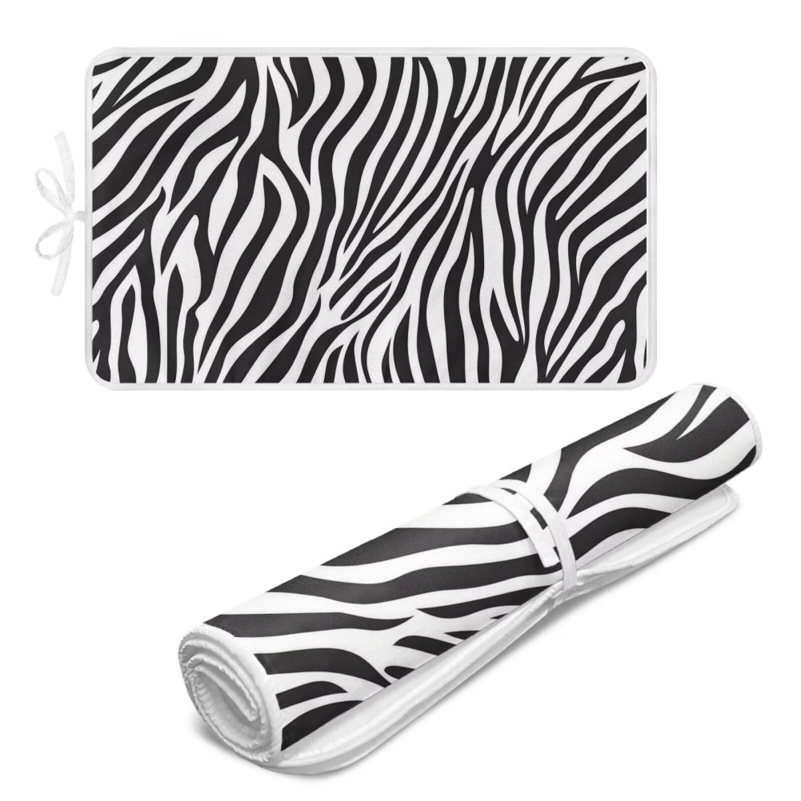 Zebra Print Ironing Mat Portable Iron Pad Magnetic Cover and Padding for Top of Washer