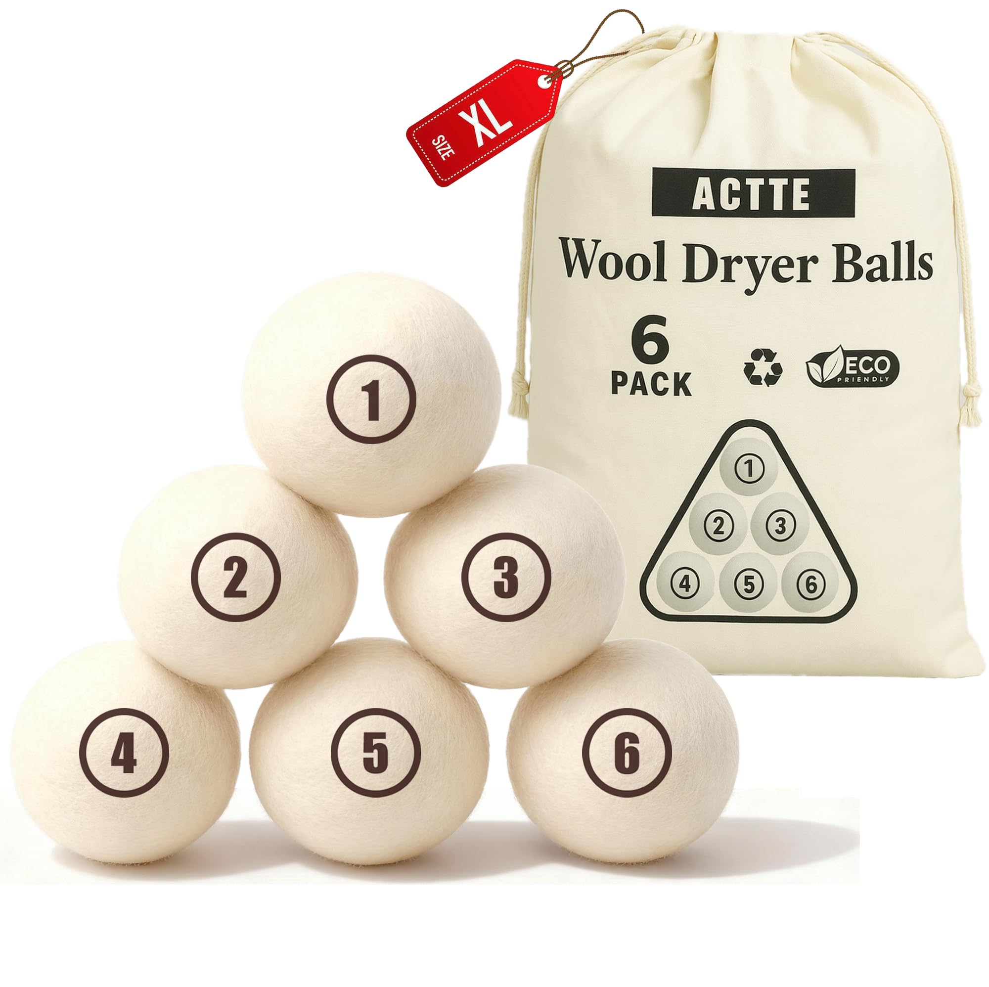 Wool Dryer Balls Laundry (6 Count)