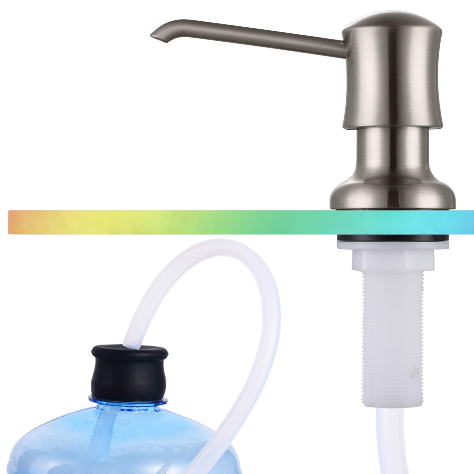 Sink Soap Dispenser for Kitchen Sink Brushed Nickel Upgrade with 40" Silicone Extension Tube Kit