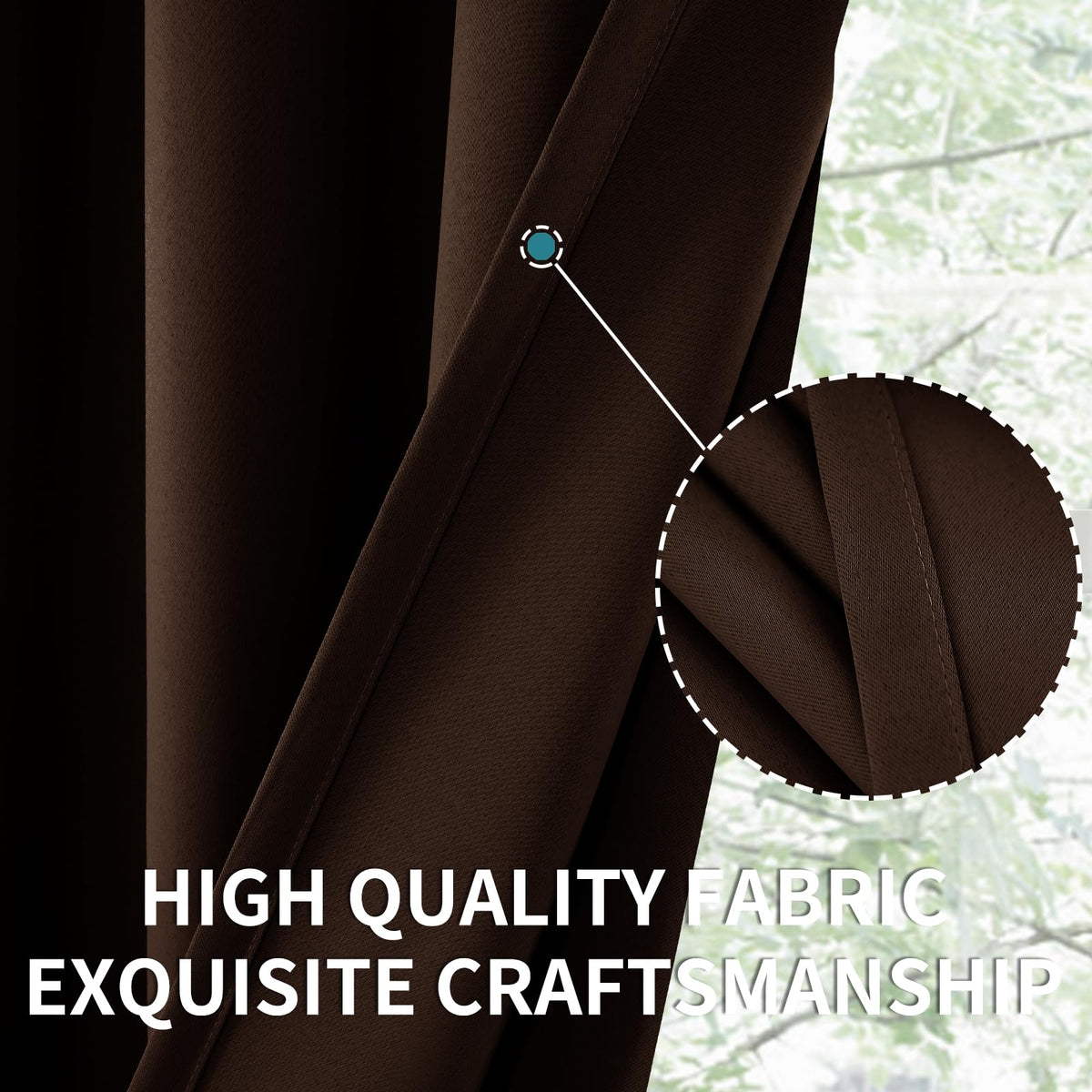 Brown Blackout Curtains 36 Inch Length for Short Window (2 Count)