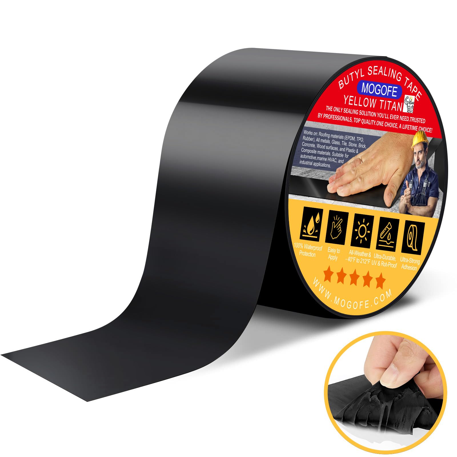 Yellow Titan RV Roof Sealant Tape Black 2 in x 50 ft Waterproof Tape (50 Foot)