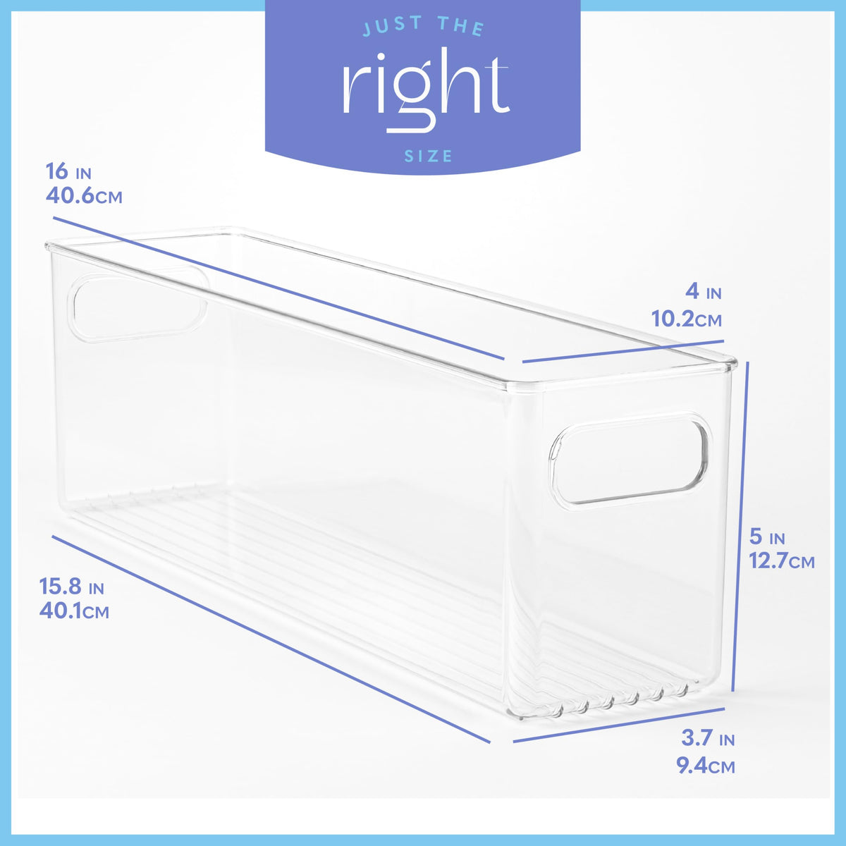 Plastic Food Storage 4 Pack Clear Container Bin with Handles for Organizing Kitchen (4 Count)