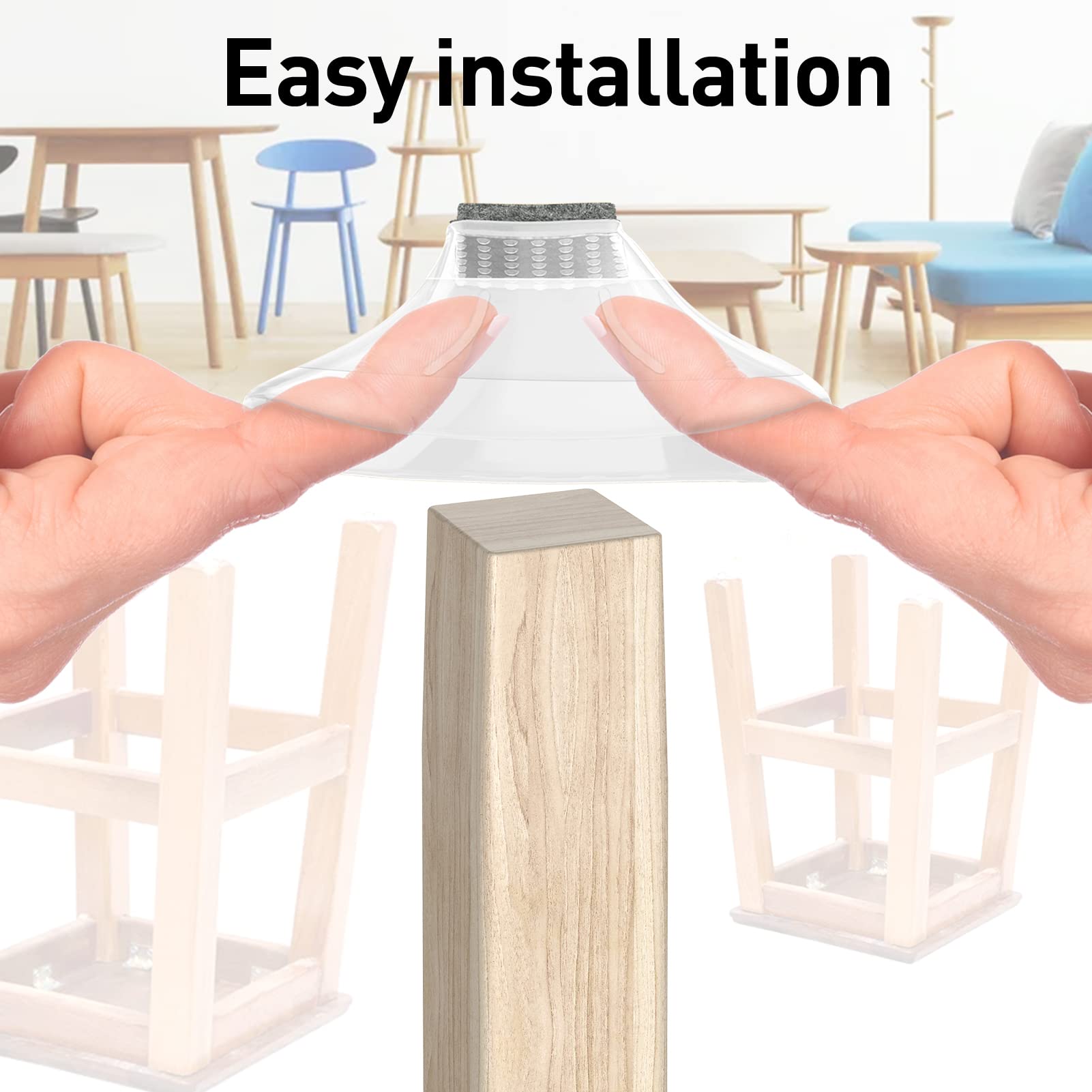 Square Chair Leg Protectors for Hardwood Floors (24 Count)