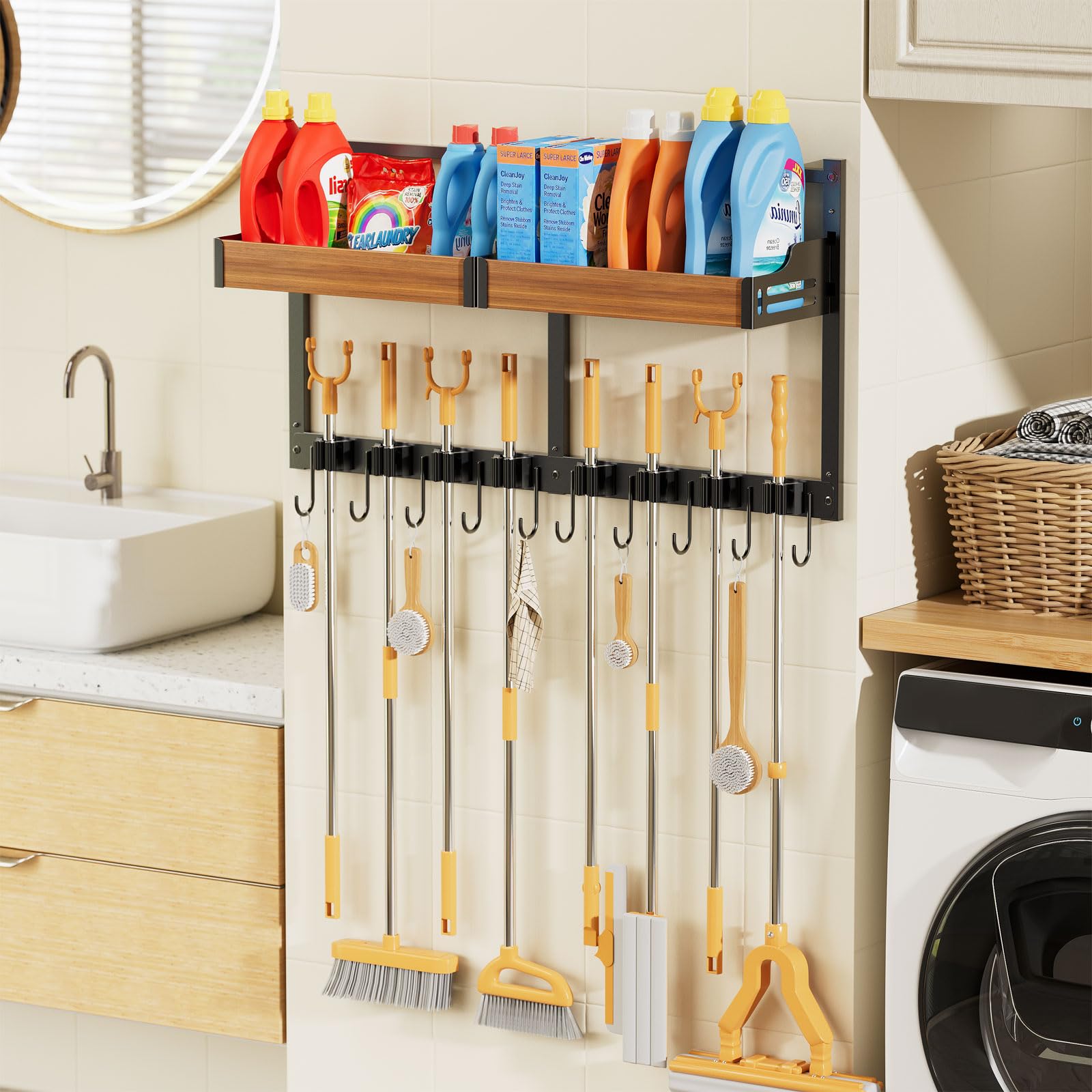 Broom and Mop Organizer Wall Mount (2 Count)