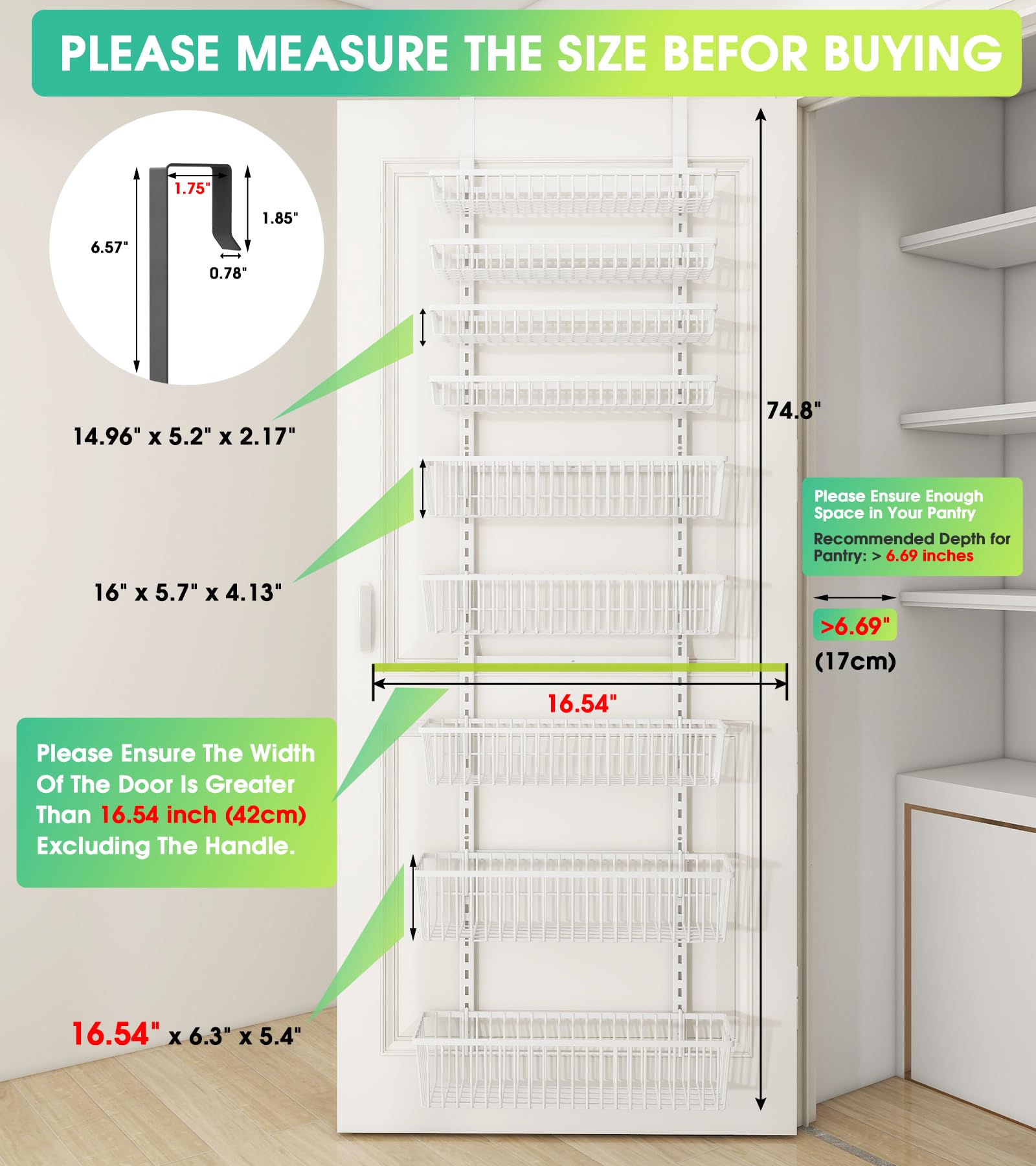White 9 Tier Over The Door Pantry Organizer