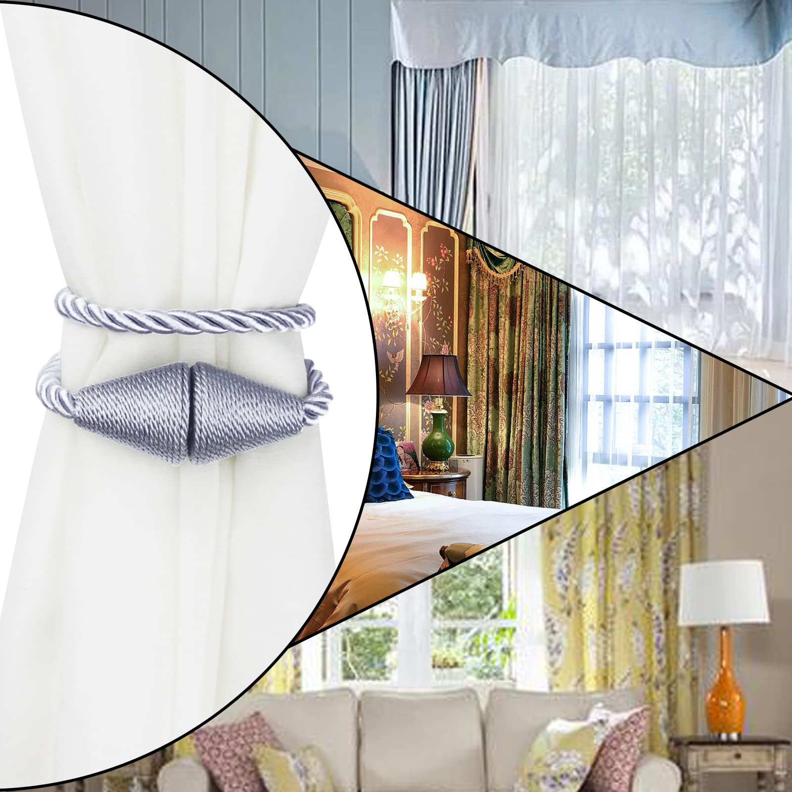 Magnetic Curtain Tiebacks Rope Decorative Holdbacks for Drapes Nieffeiy