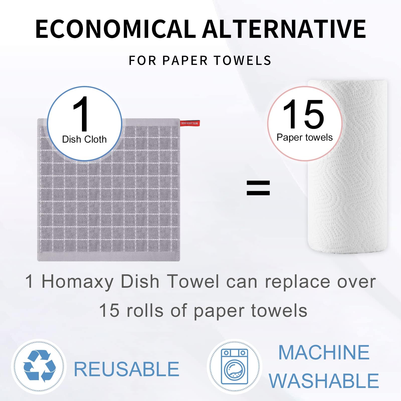 100% Cotton Terry Kitchen Dish Cloths (12 Count)