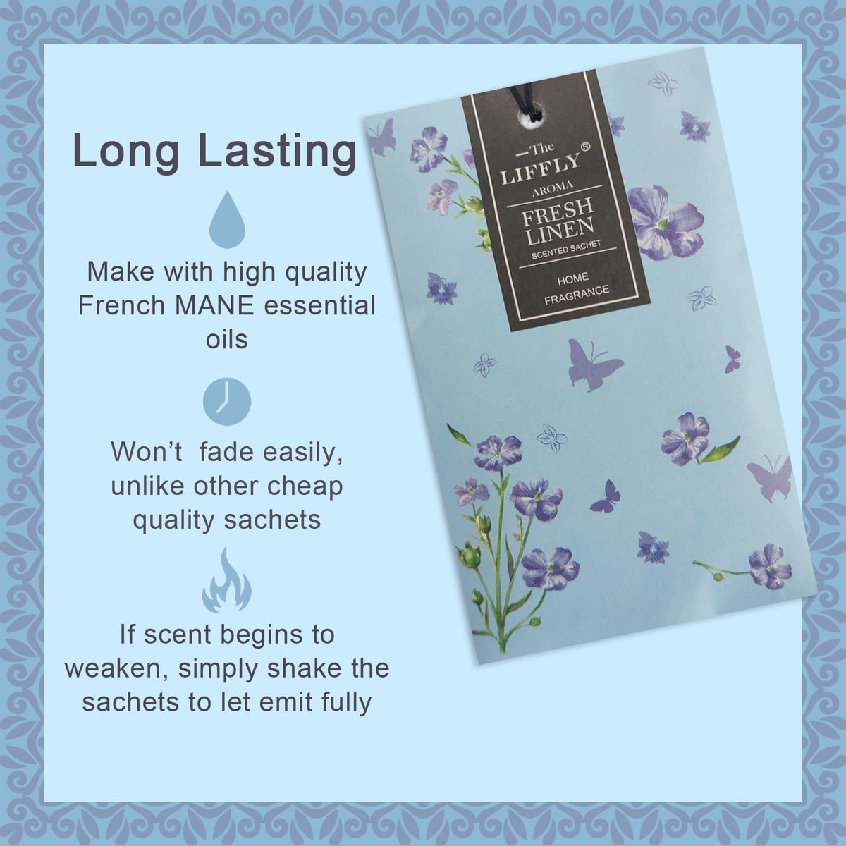 14 PCS Fresh Linen Scented Sachets Bags for Drawers and Closets Home Fragrance Gift