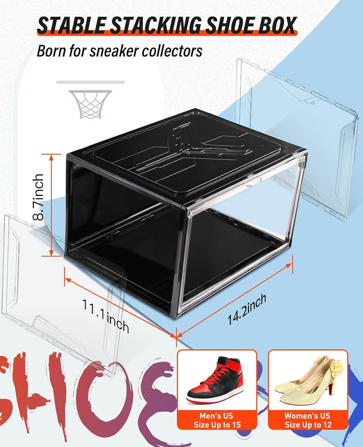 Clear Shoe Boxes Stackable (3 Count)