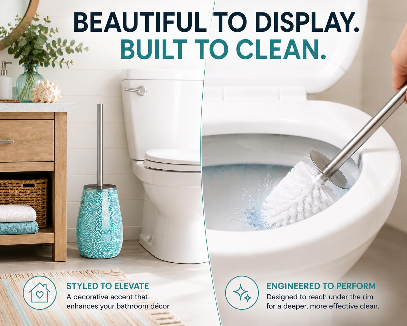 Turquoise Green Toilet Brush and Holder Set