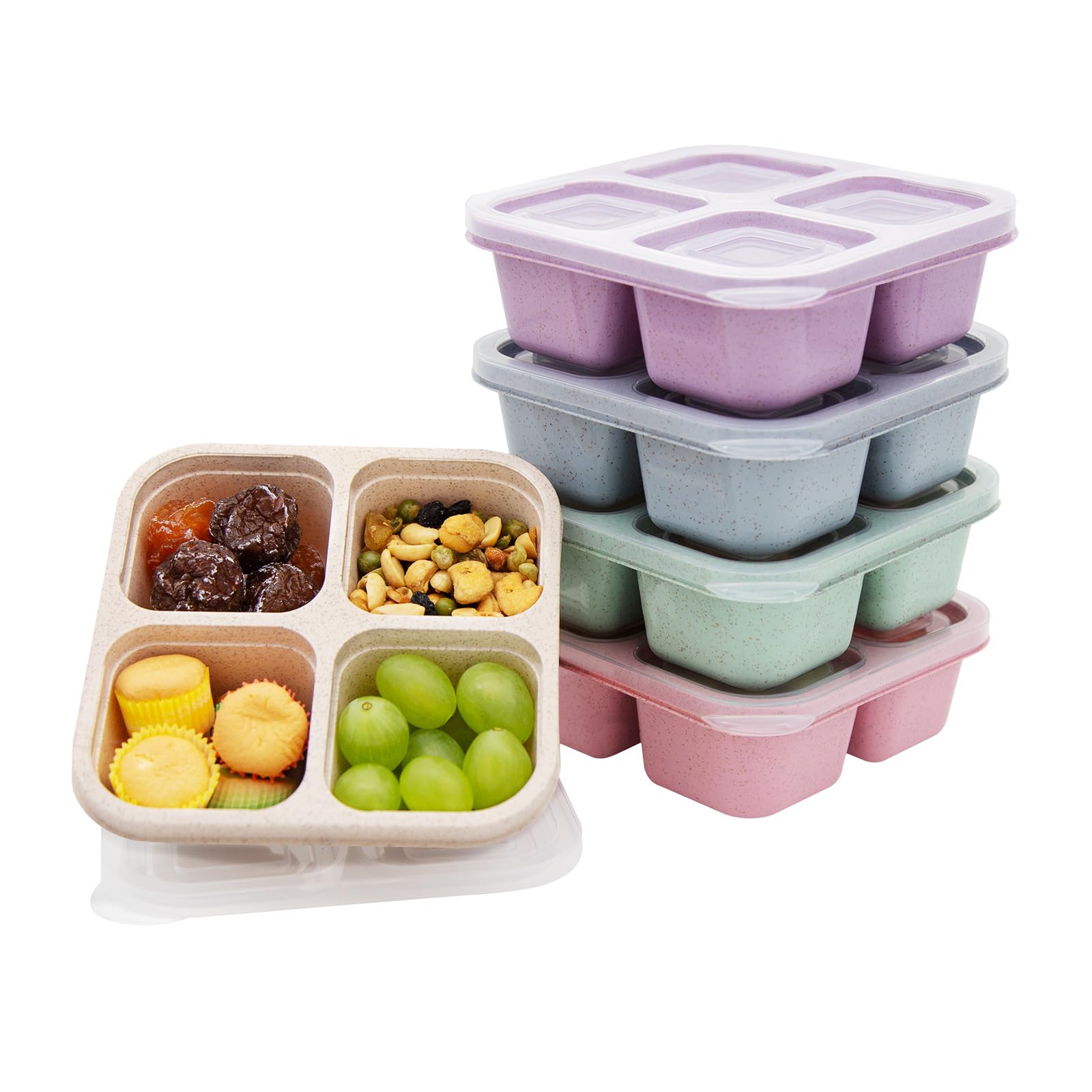 5 Pack 4 Compartment Divided Snack Box FOR Kids (5 count)
