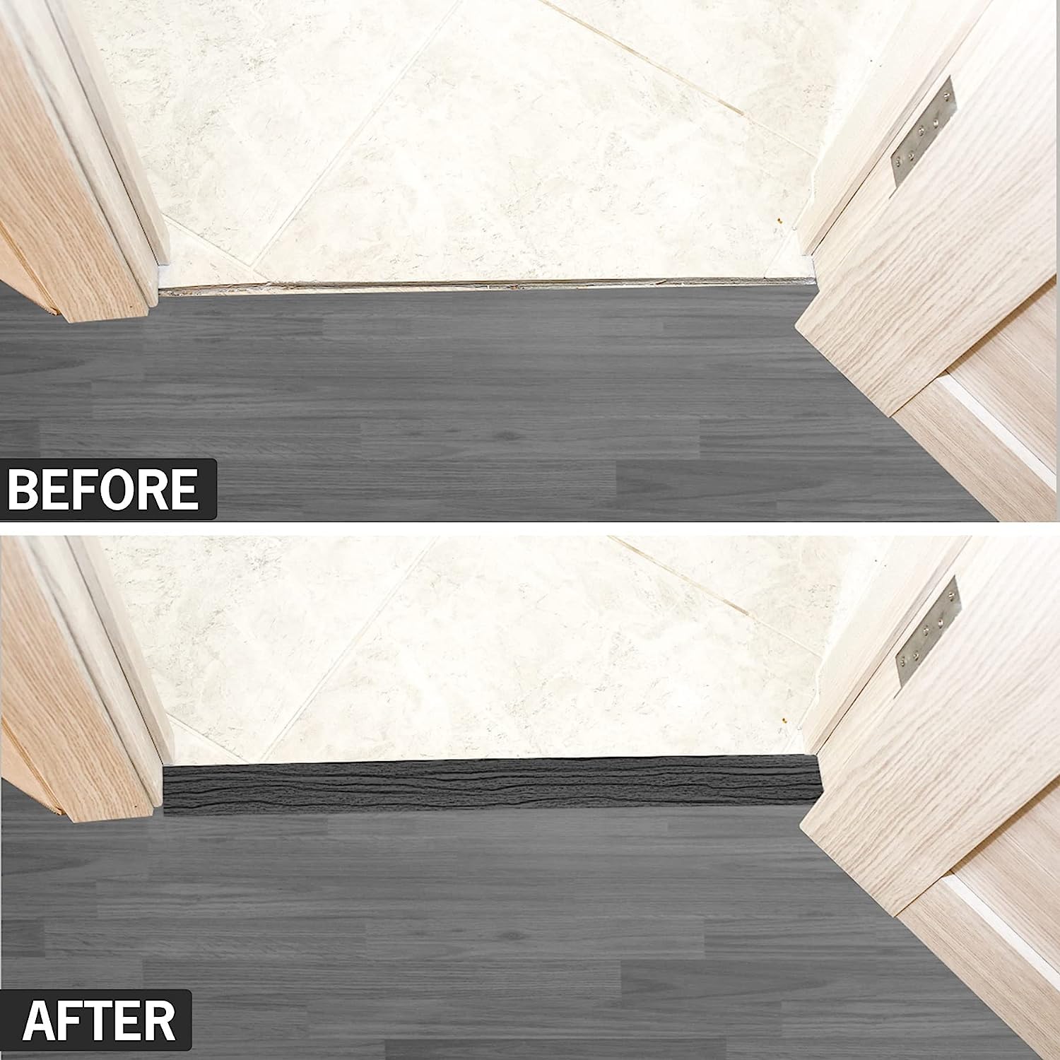 20Ft Floor Transition Strip Self Adhesive Vinyl Cover Floor Strip Flat Divider Transition Strip Wood Grain Design for Laminate Floor Gaps and Doorway Transitions (20 Foot)
