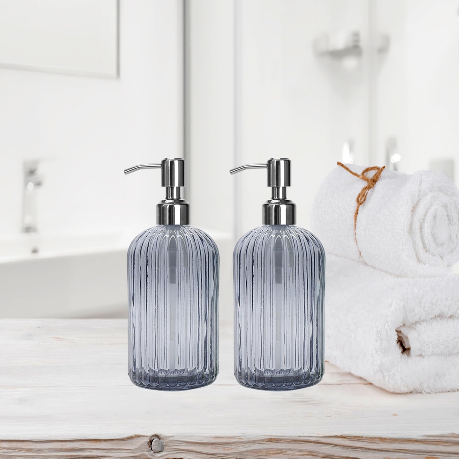 Grey Glass Soap Dispenser 18 oz (2 Count)