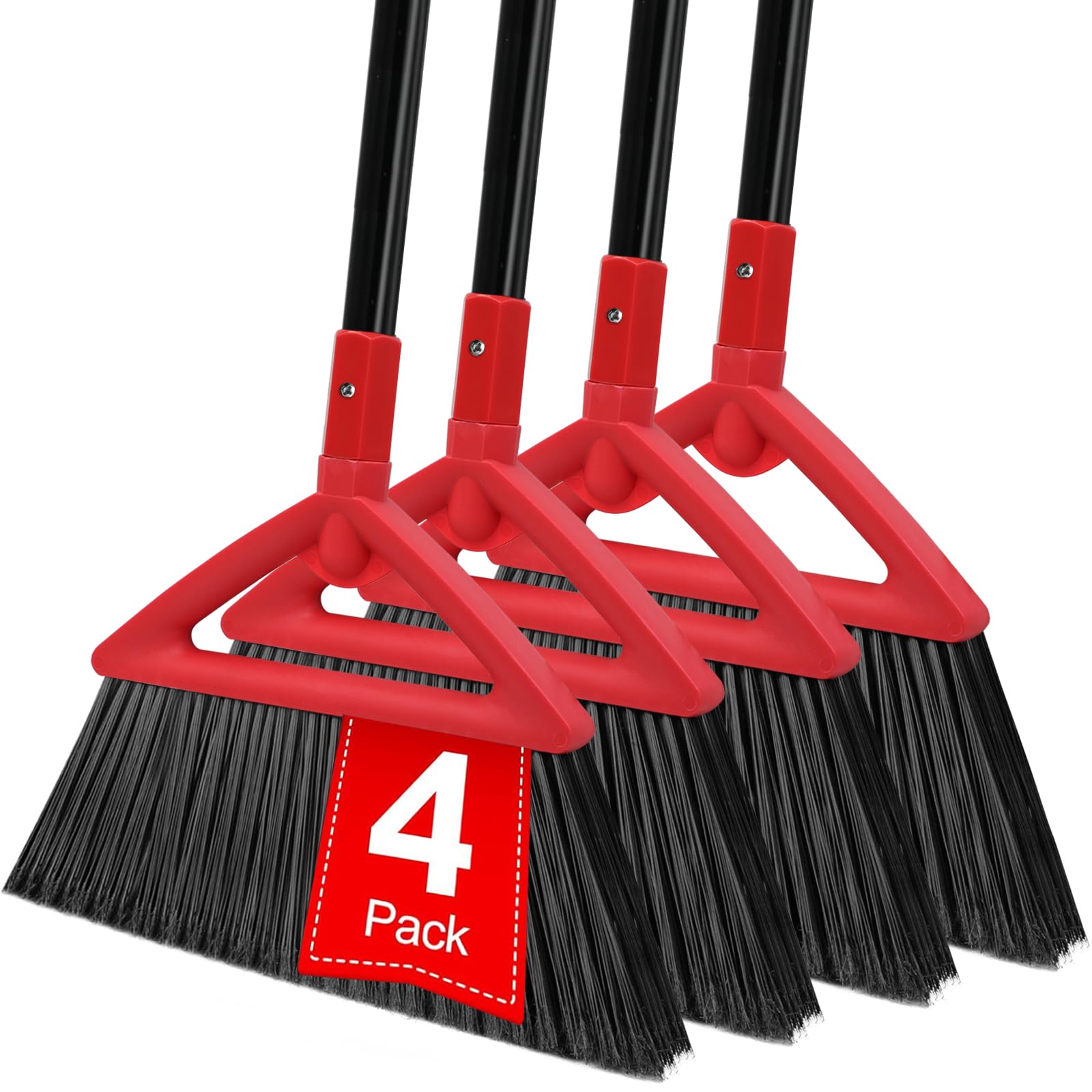 Heavy Duty Red Angle Broom with Long Handle (4 Count)