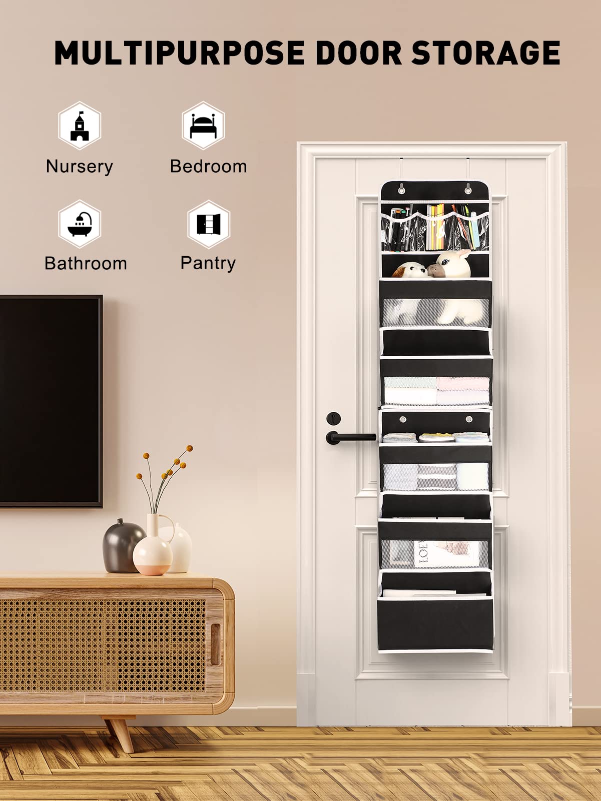 2-in-1 Over The Door Organizer for Nursery Closet Bathroom Dorm