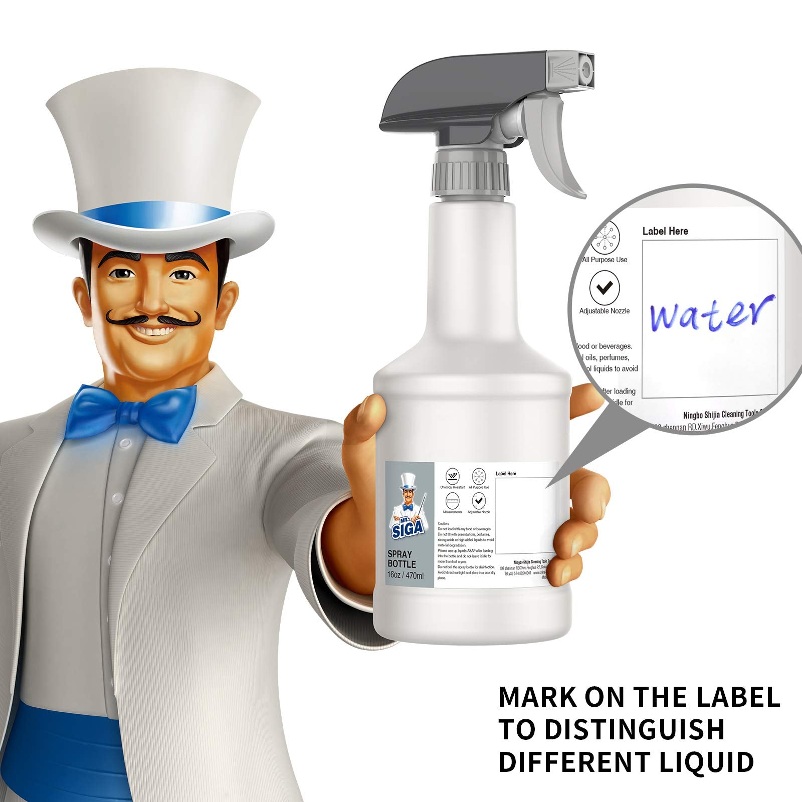 16 oz Empty Plastic Spray Bottles for Cleaning Solutions (3 Count)