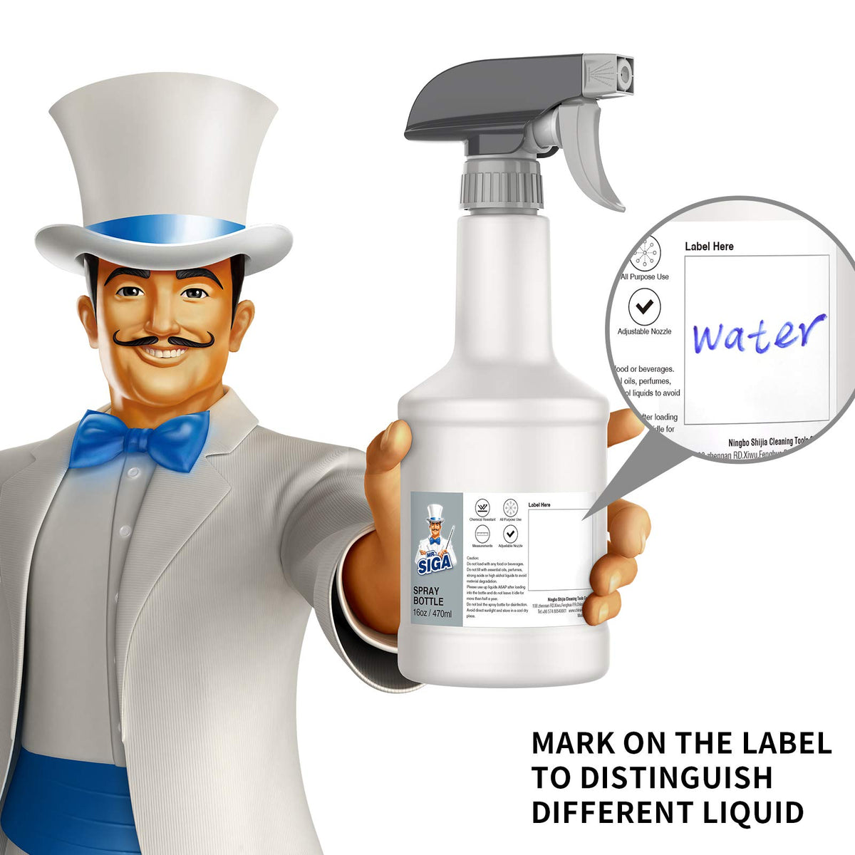 16 oz Empty Plastic Spray Bottles for Cleaning Solutions (3 Count)