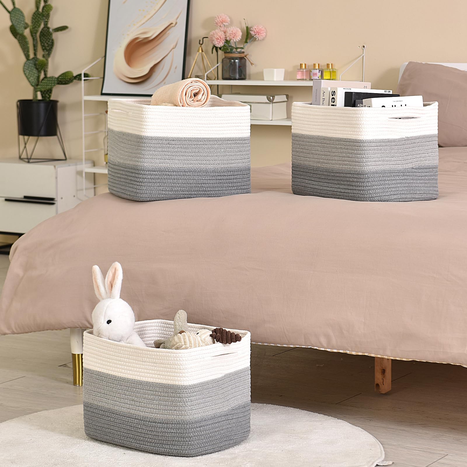 Storage Baskets for Organizing Shelves (3 Count)