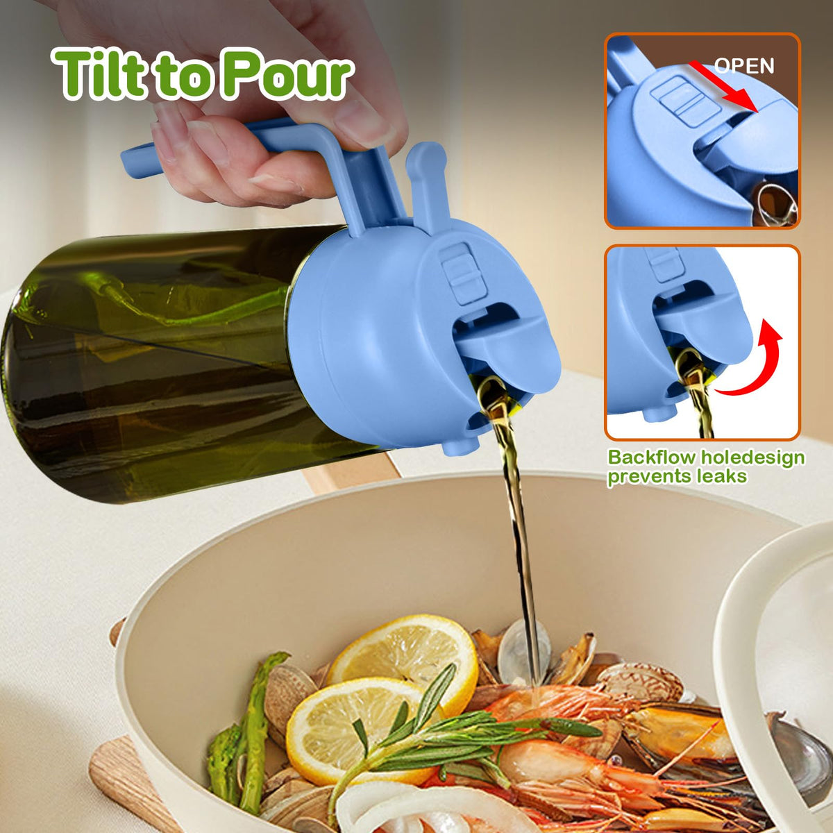 16oz 470ml Dark Green Oil Sprayer for Cooking with Stickers