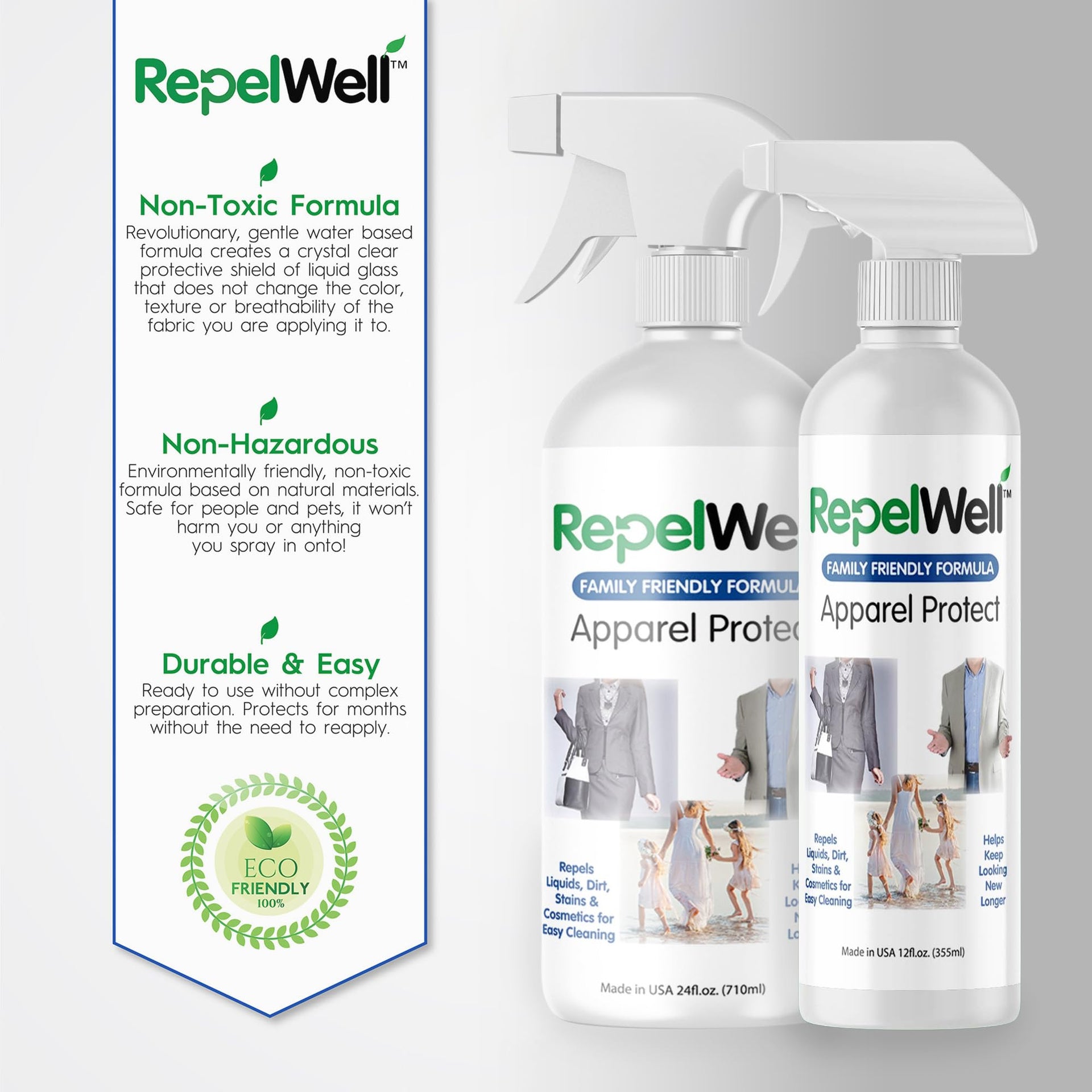 Non Toxic Fabric Protector Spray for Clothing & Apparel (24 Fl Oz)