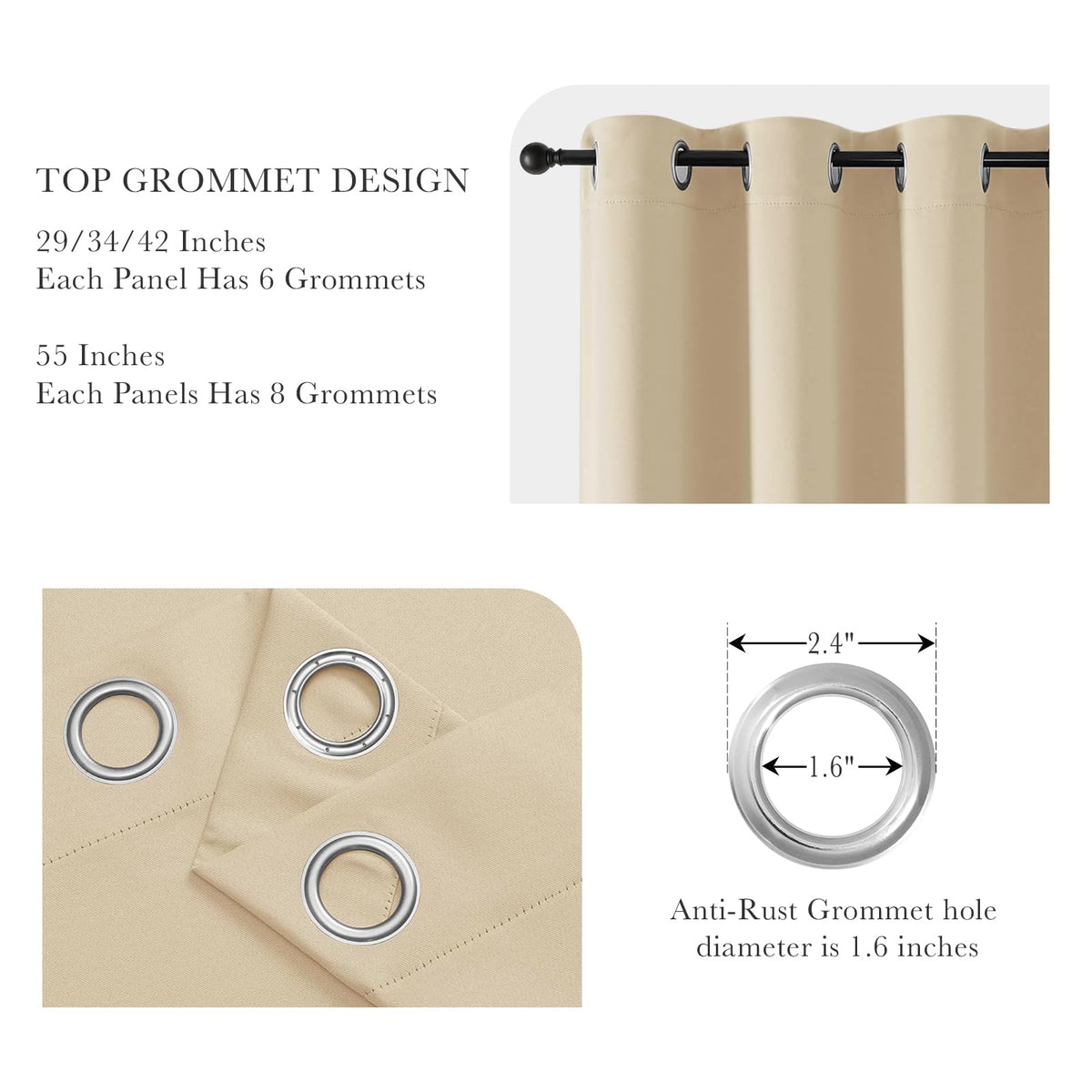 Beige Window Curtains (2 Count)