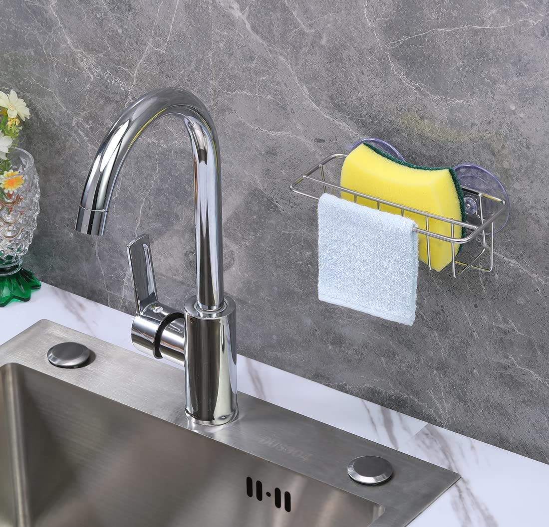 Sink Caddy Sponge Holder for Kitchen Sink Dish Cloth Hanger 2 Suspension Options