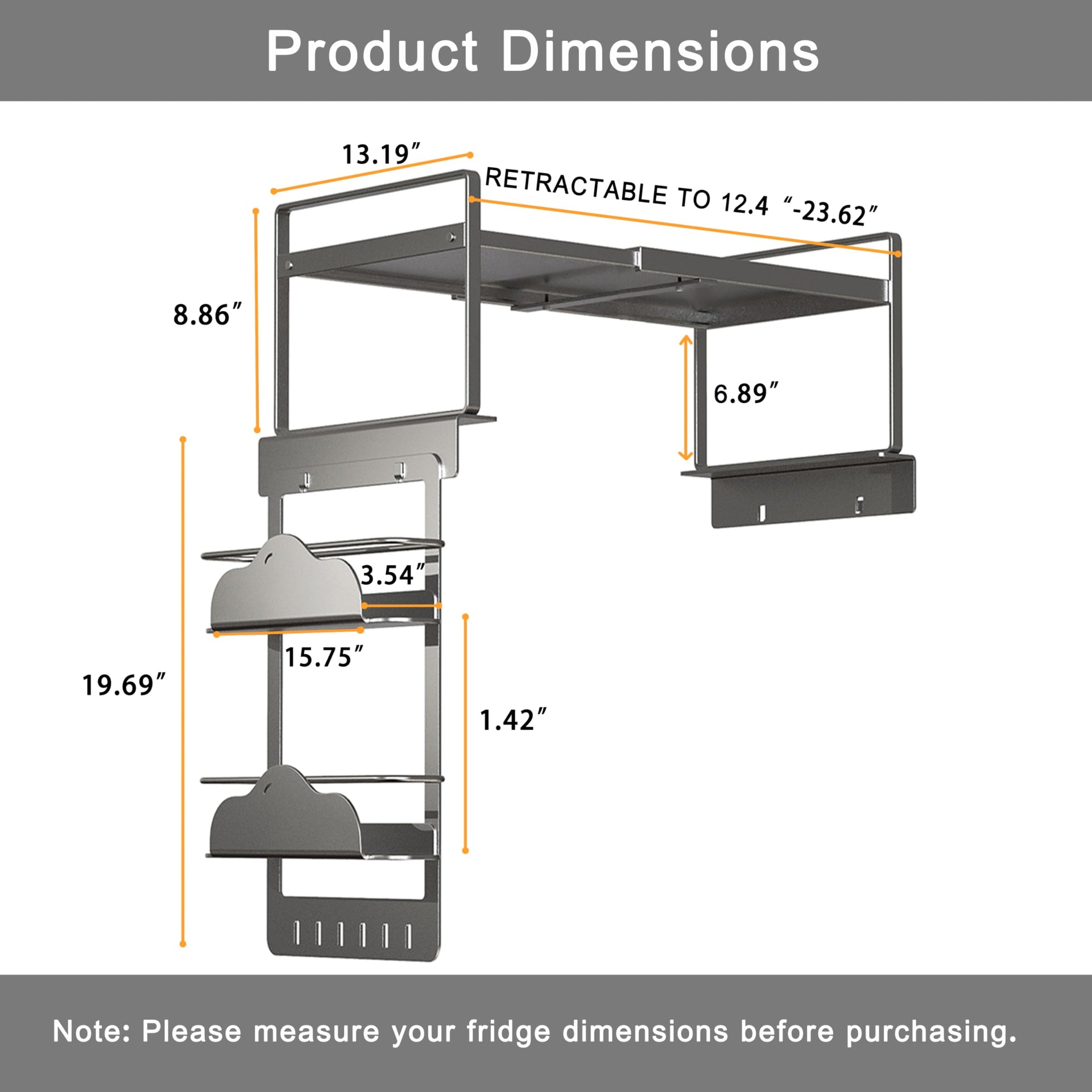 Adjustable Over The Fridge Organizer Side Magnetic Spice Rack