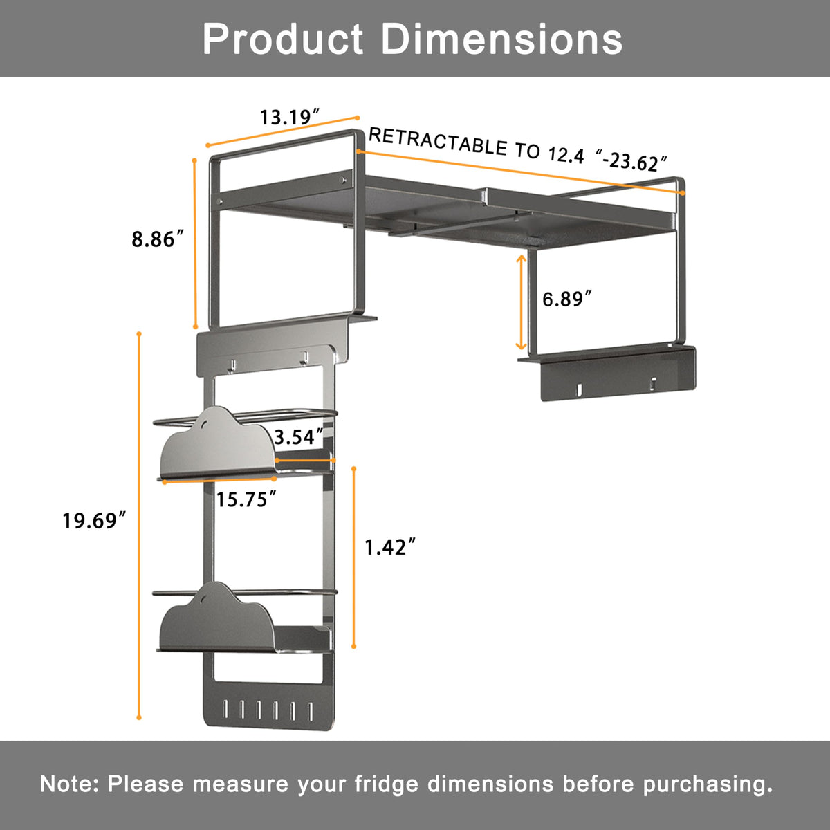 Adjustable Over The Fridge Organizer Side Magnetic Spice Rack