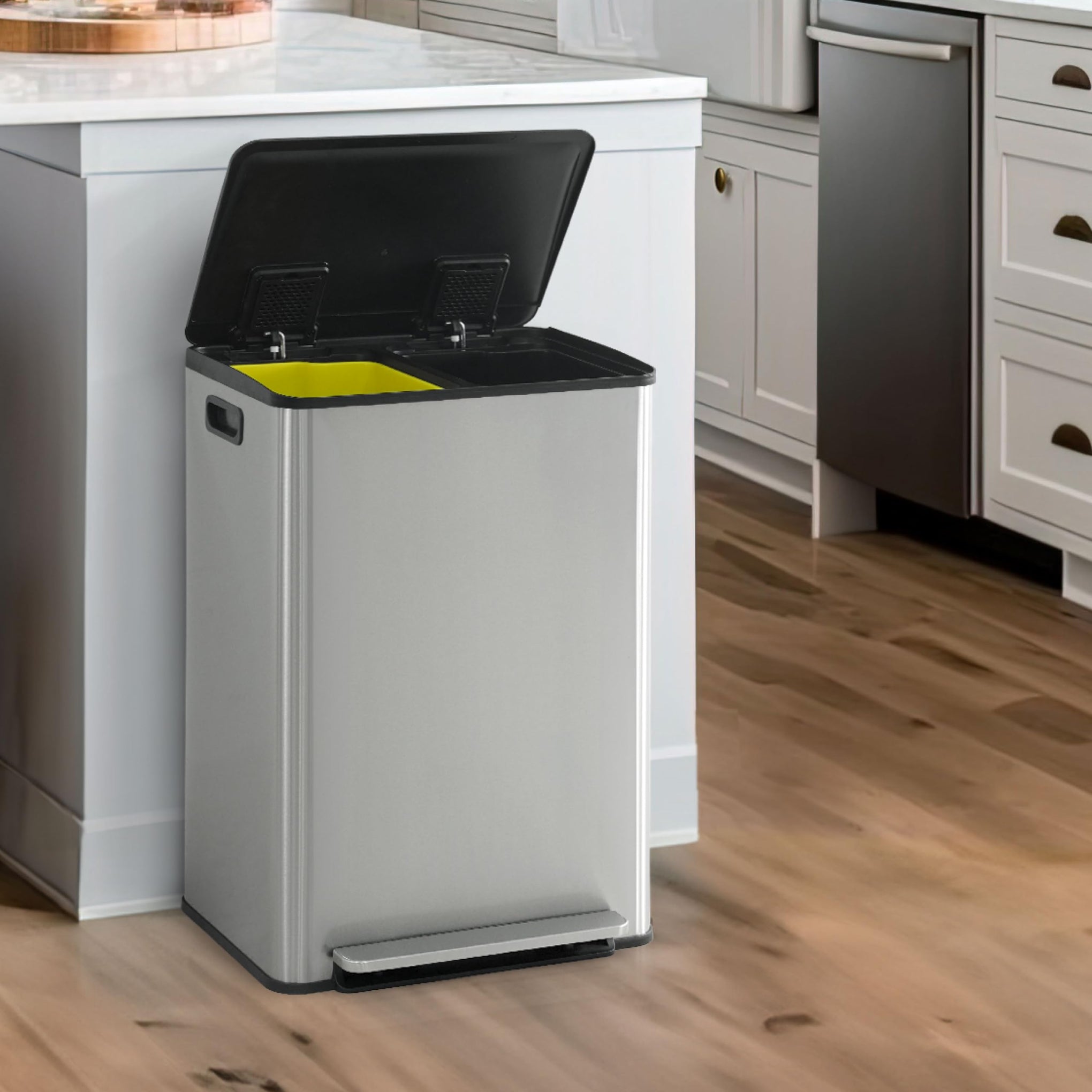 Dual Trash Can with Lid (2 Count (30L each))
