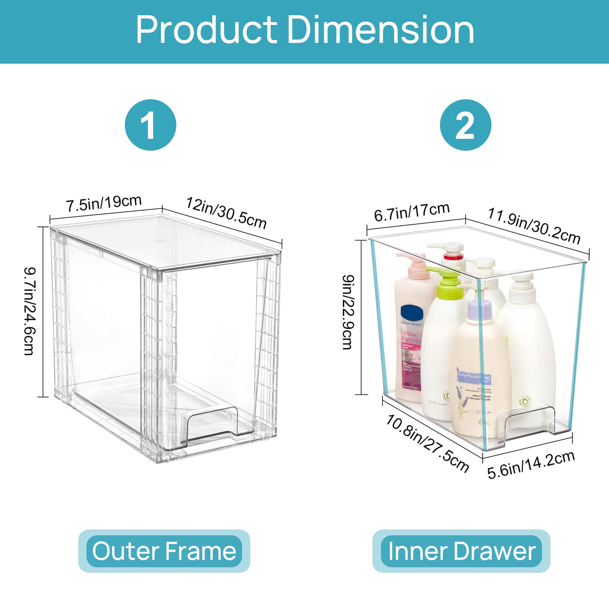 2 Pack Clear Stackable Storage Drawers (2 Count)