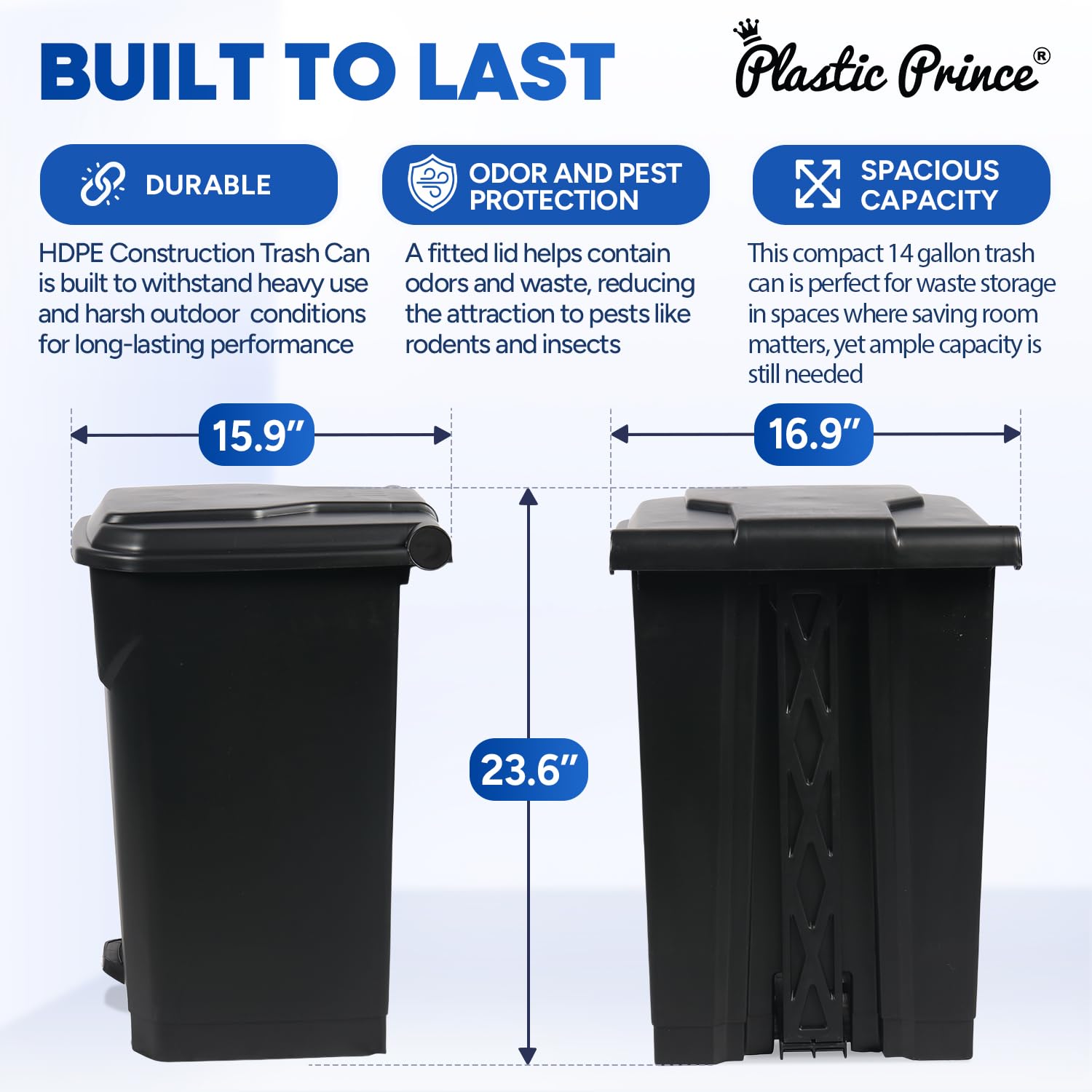 14 Gallon Step Trash Can for Kitchen