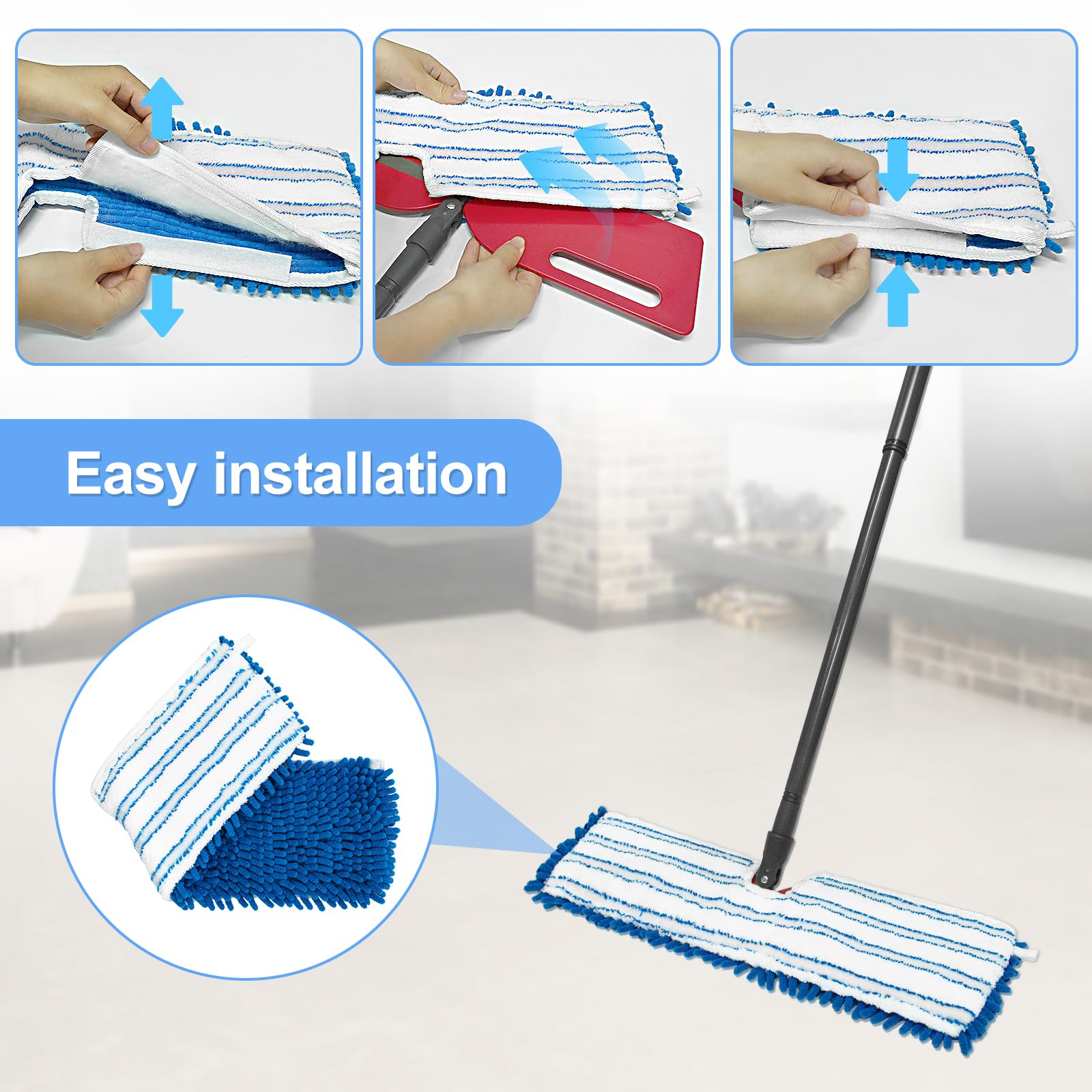 4 Pack Mop Heads Replacements Compatible for Ocedar Dual (4 Count)