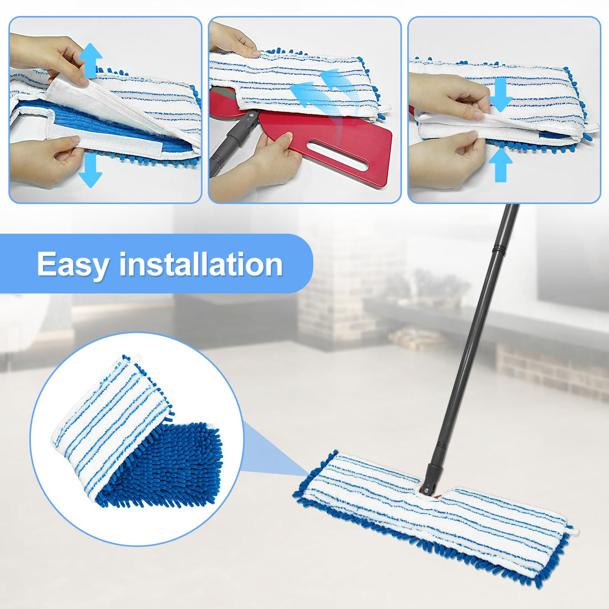 3 Pack Mop Heads Replacements Compatible for Ocedar Dual (3 Count)