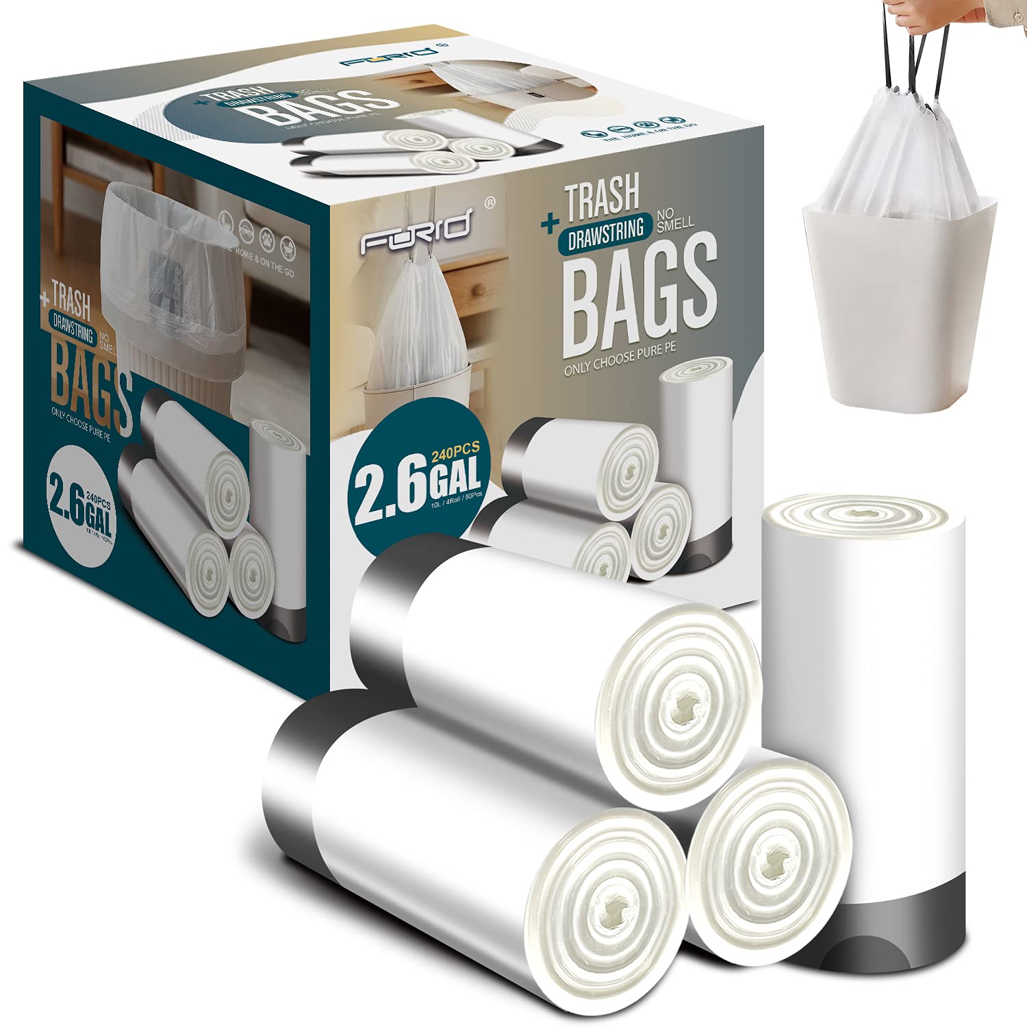 Small Drawstring Trash Bags (240 Count)