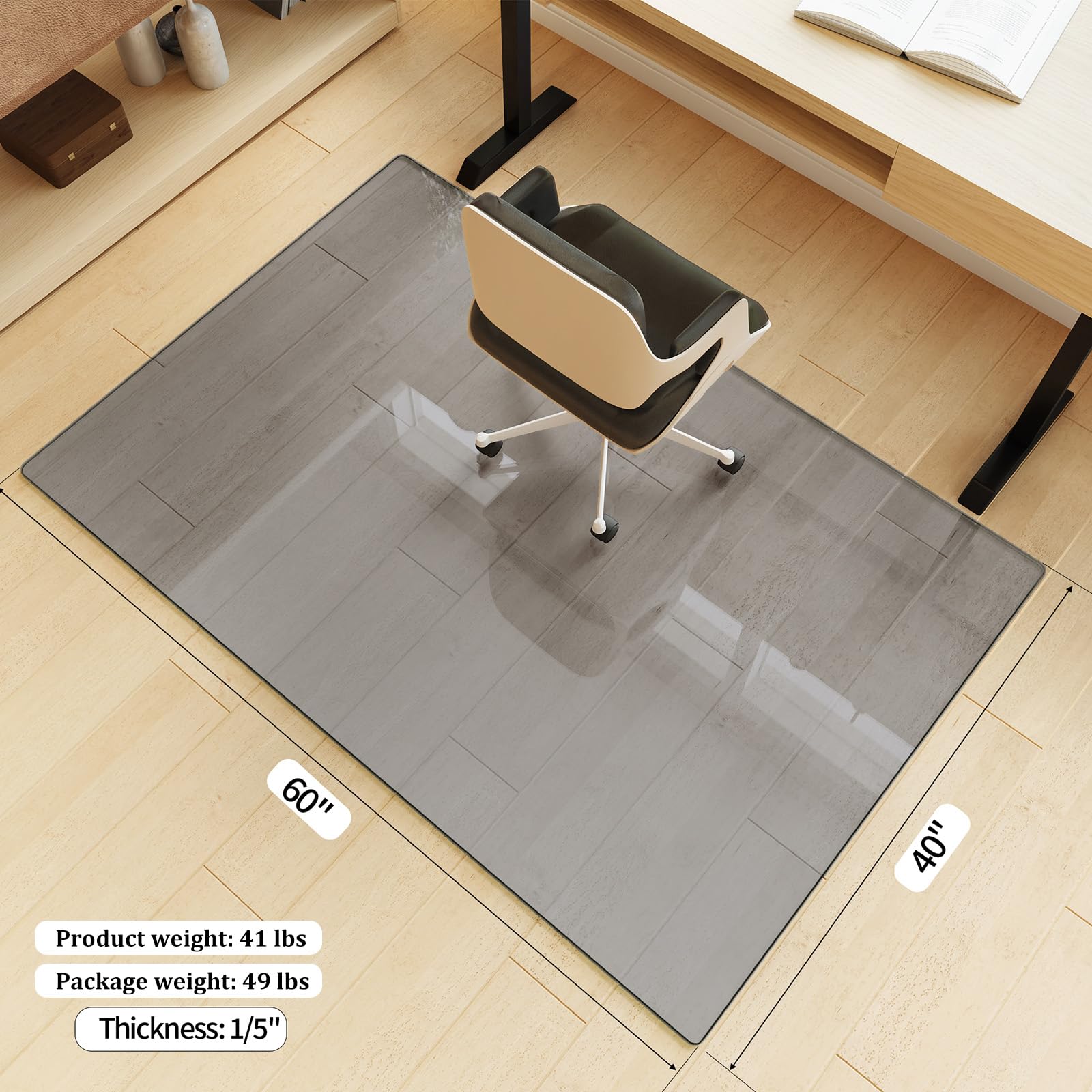 40" x 60" Office Chair Mat for Hardwood Floors & Carpets